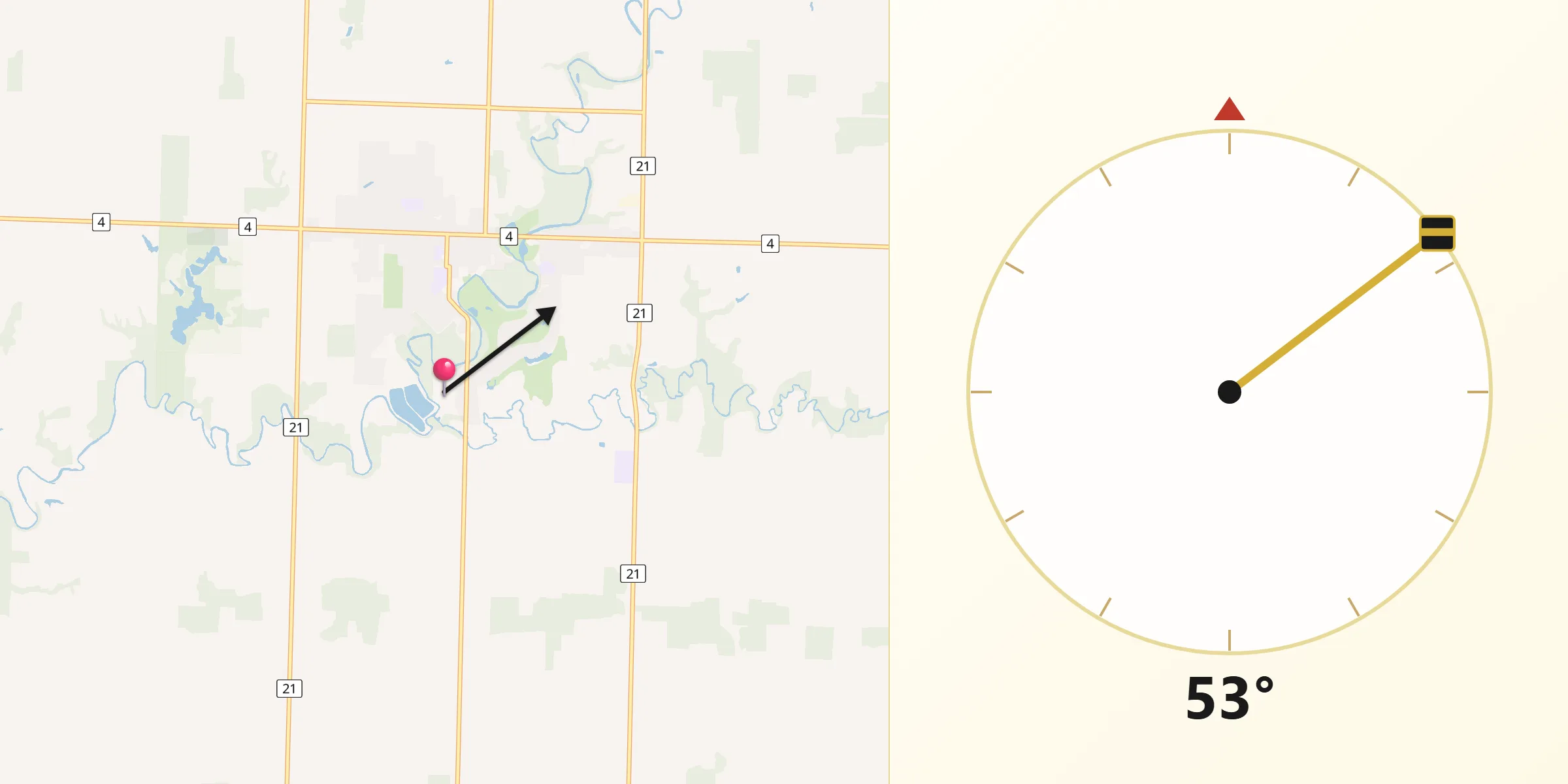 Qibla Direction from Petrolia