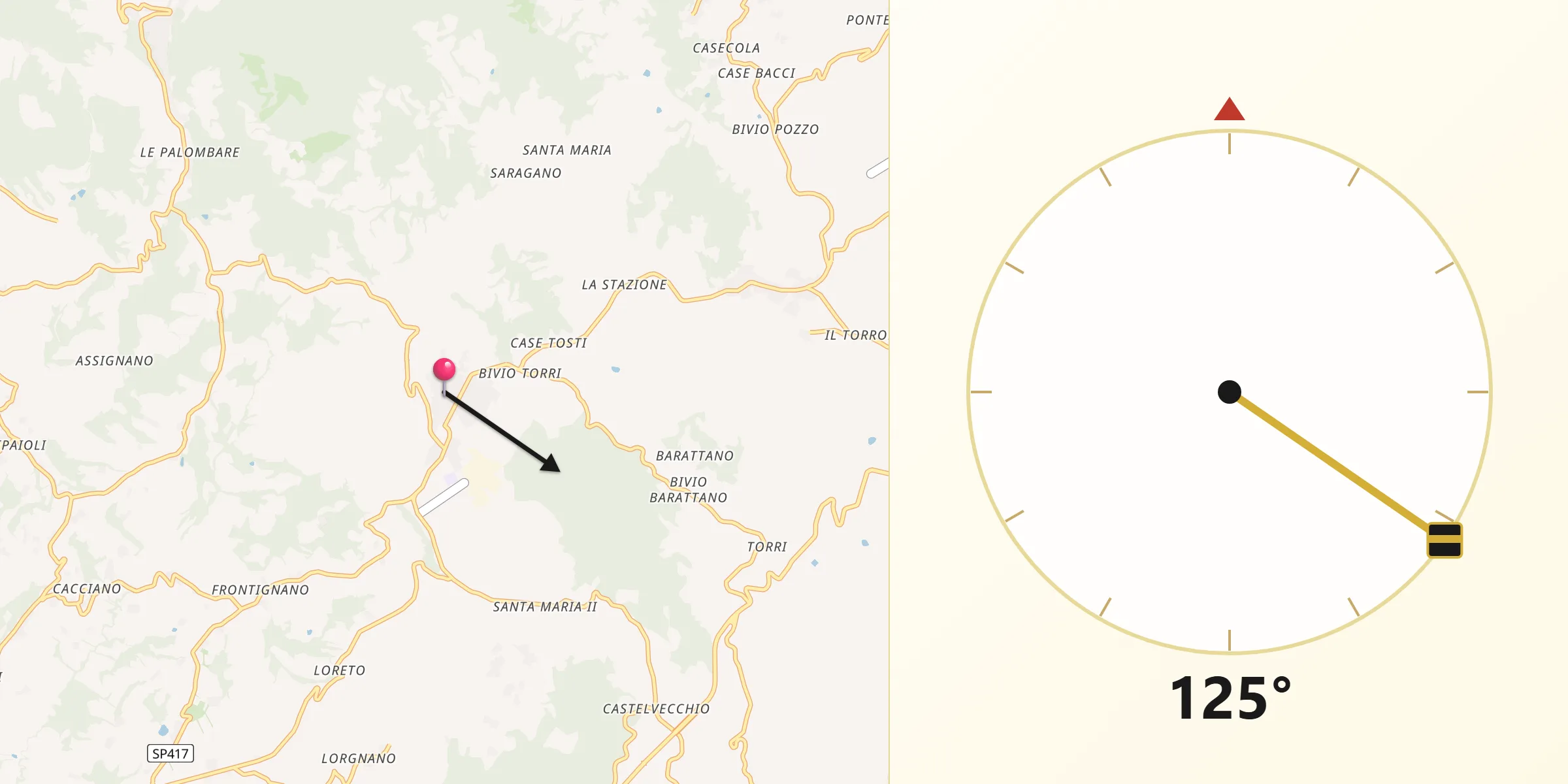 Direzione della Qibla da San Terenziano