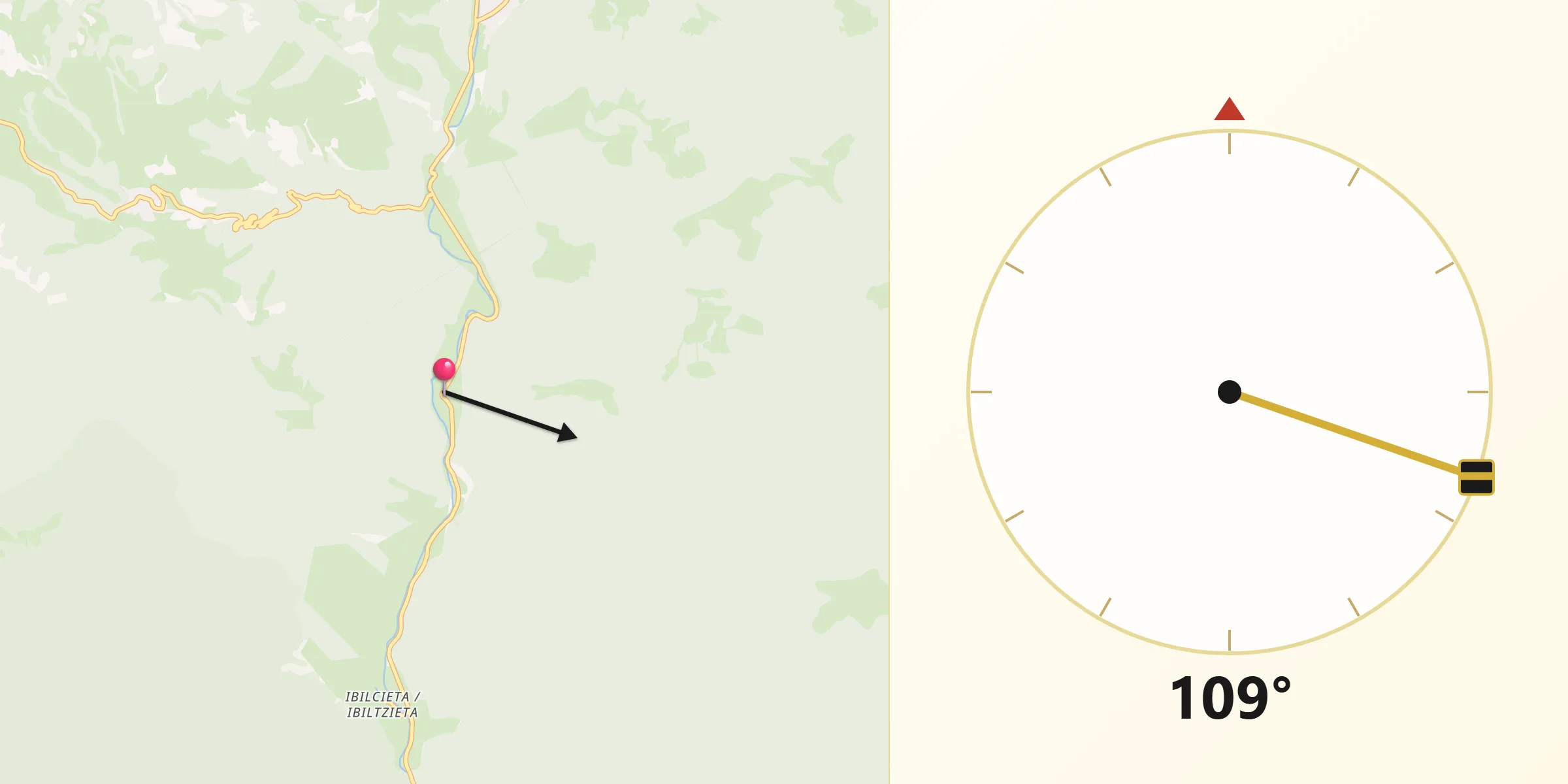 Dirección de la Qibla desde Oronz