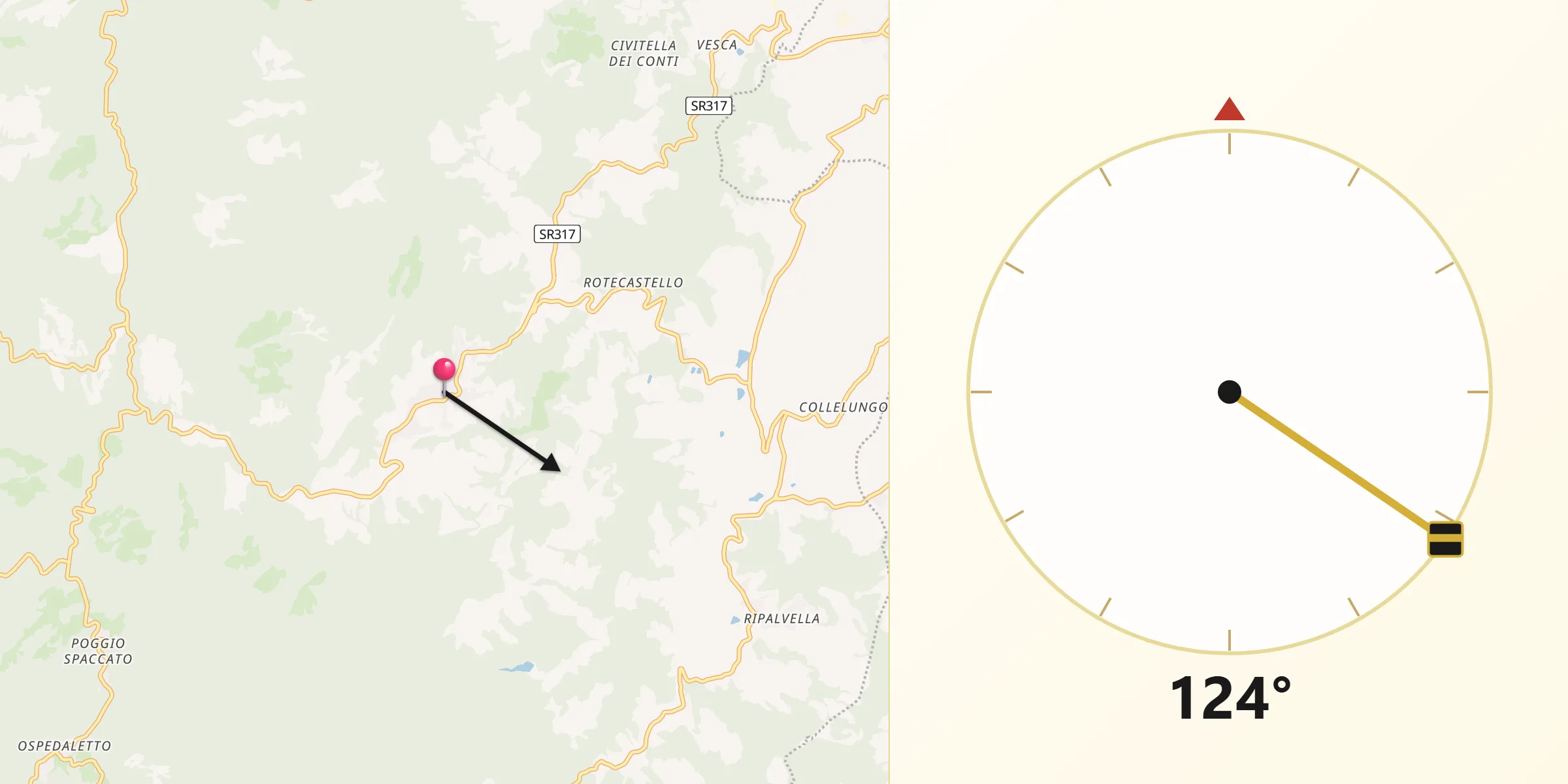 Direzione della Qibla da San Venanzo
