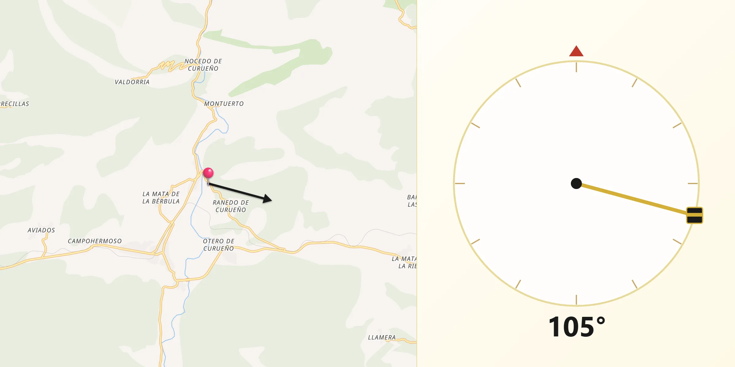 Dirección de la Qibla desde Valdepiélago