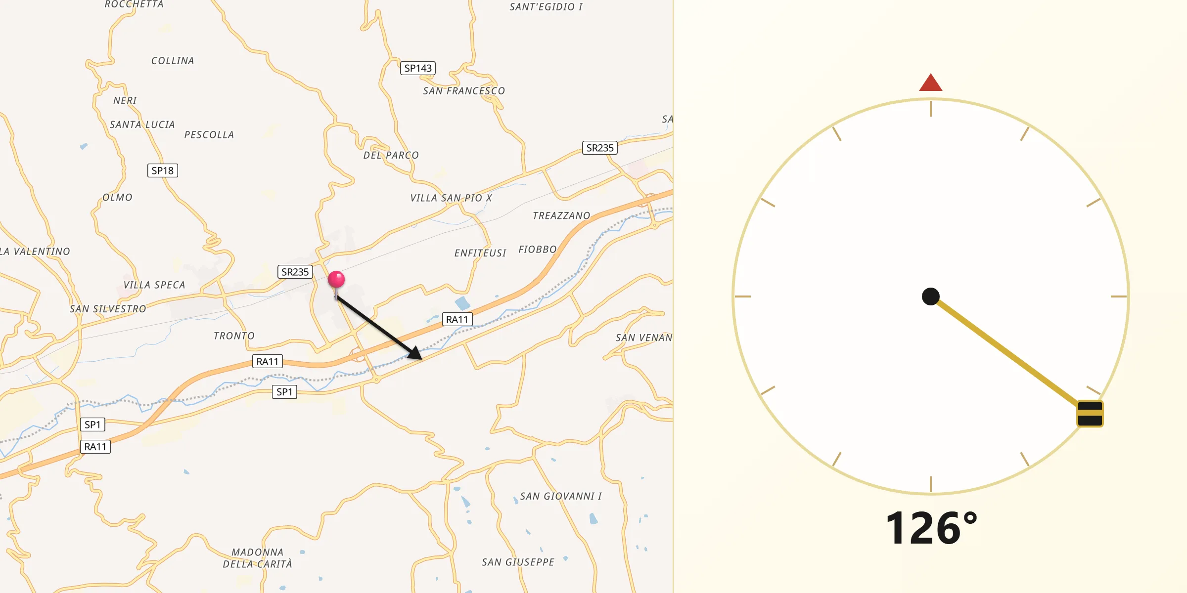 Direzione della Qibla da Pagliare