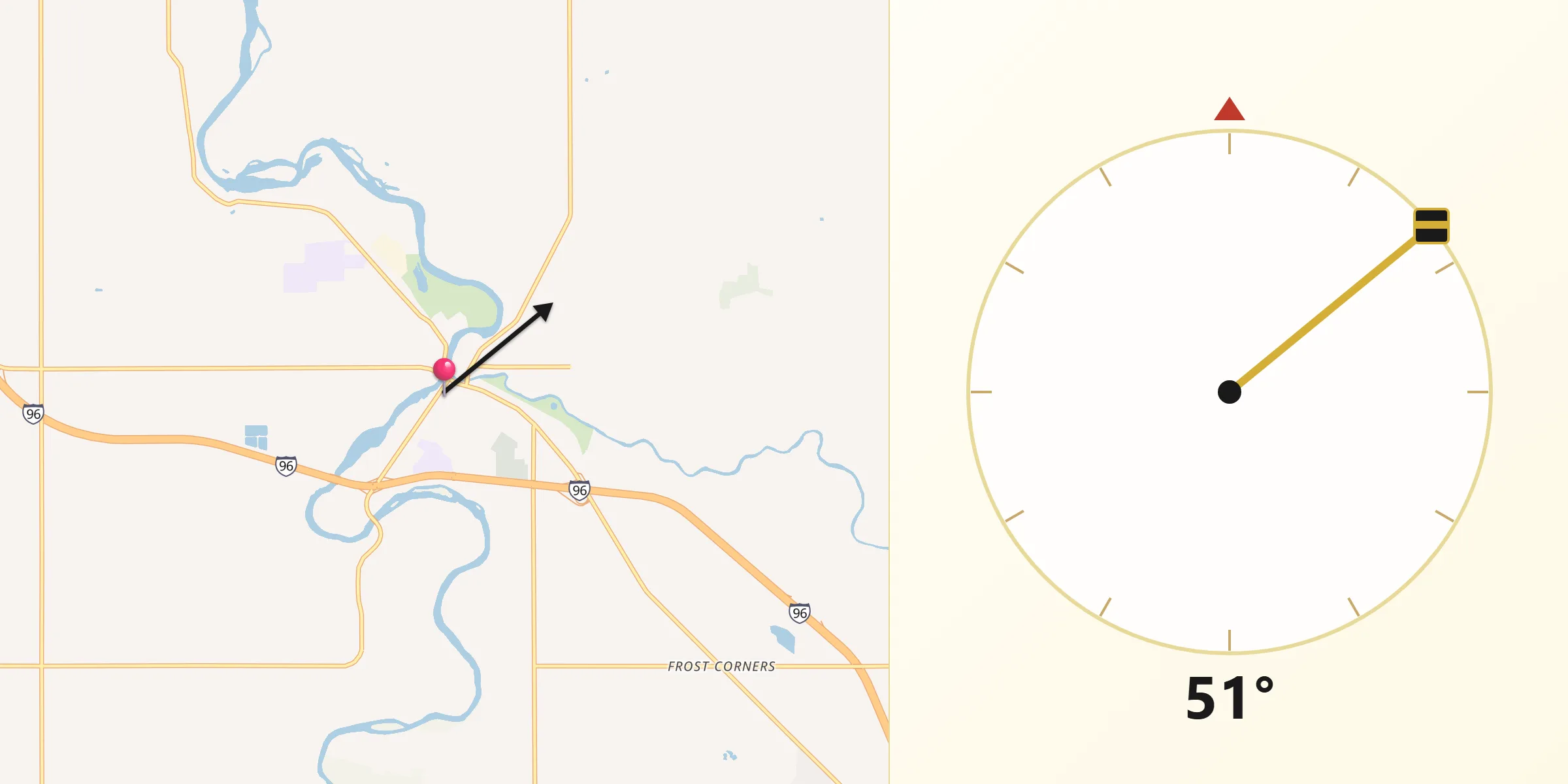 Dirección de la Qibla desde Portland