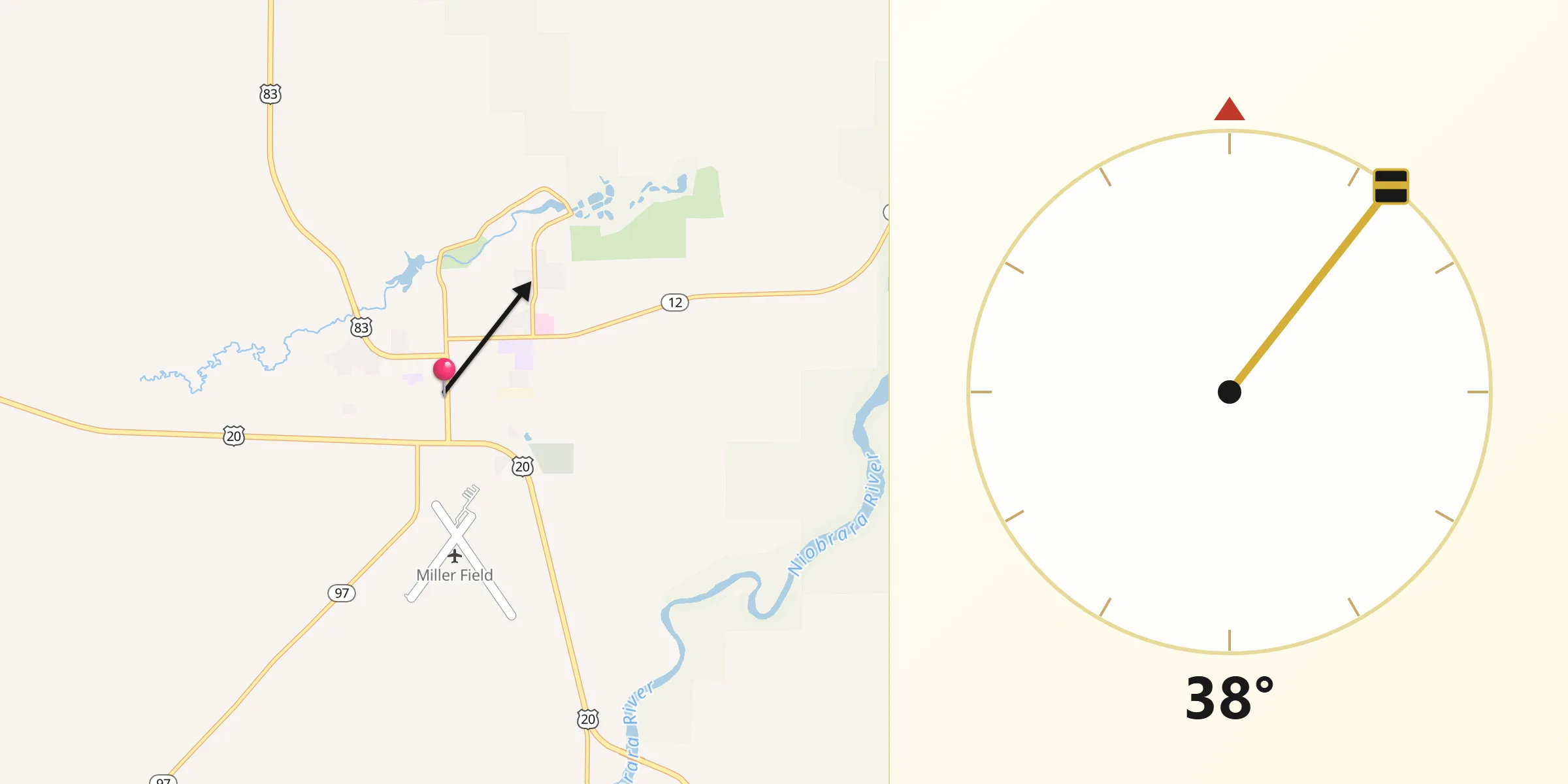 Qibla Direction from Valentine