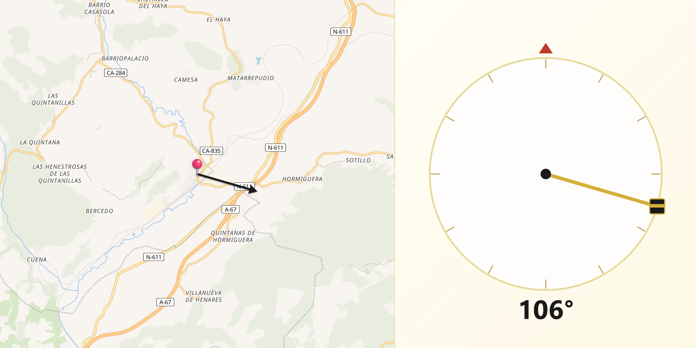 Dirección de la Qibla desde Mataporquera