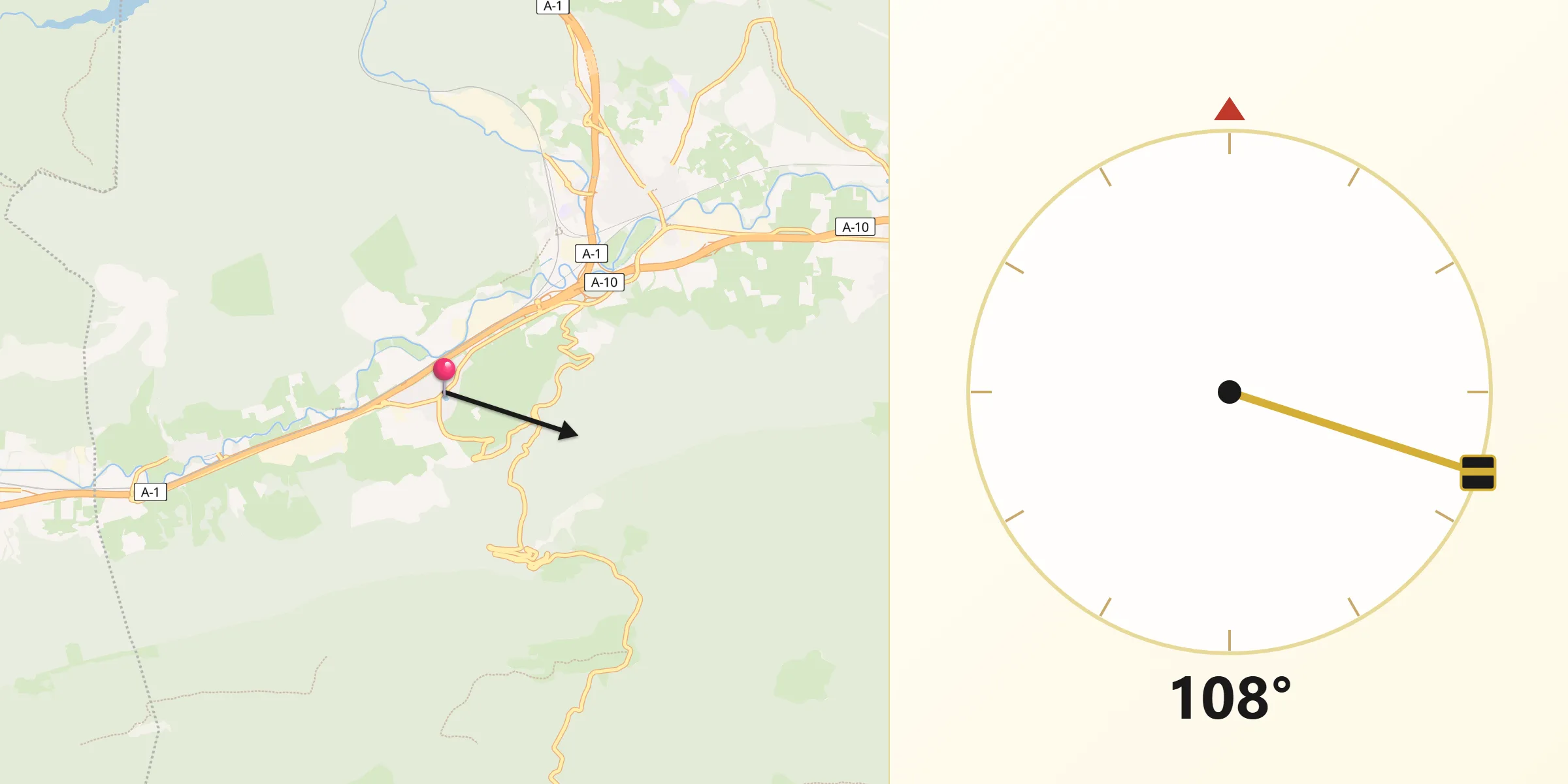 Dirección de la Qibla desde Olazagutía