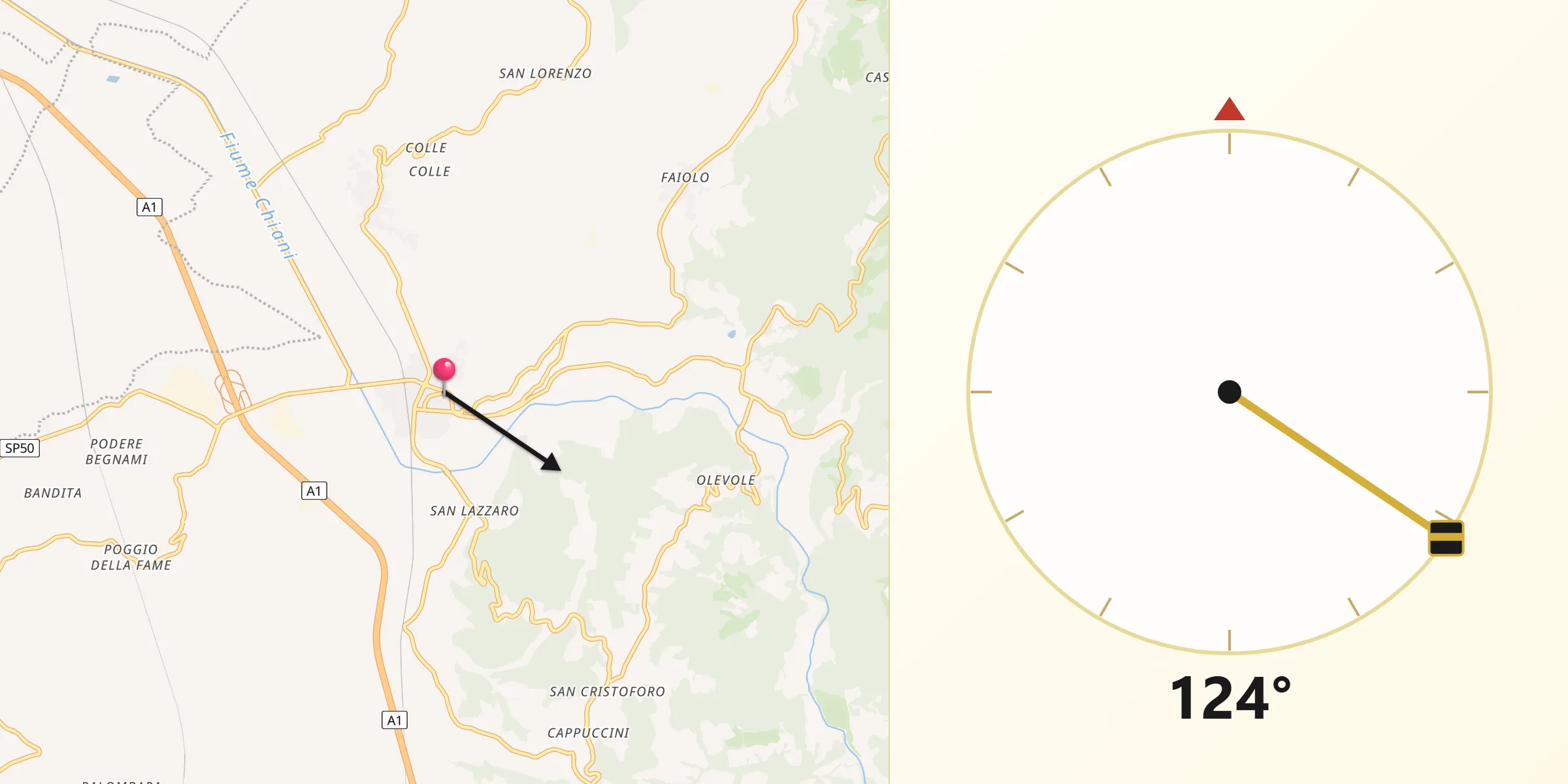 Direzione della Qibla da Fabro Scalo