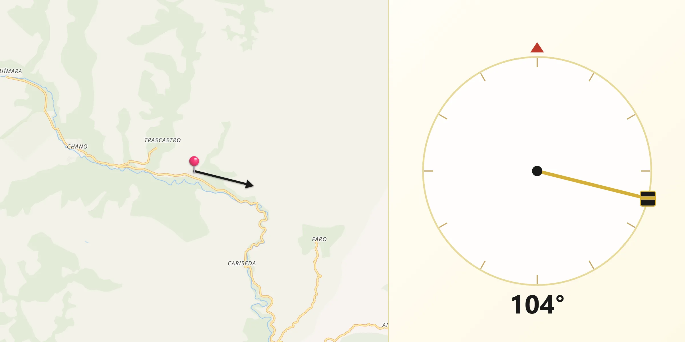 Dirección de la Qibla desde Peranzanes