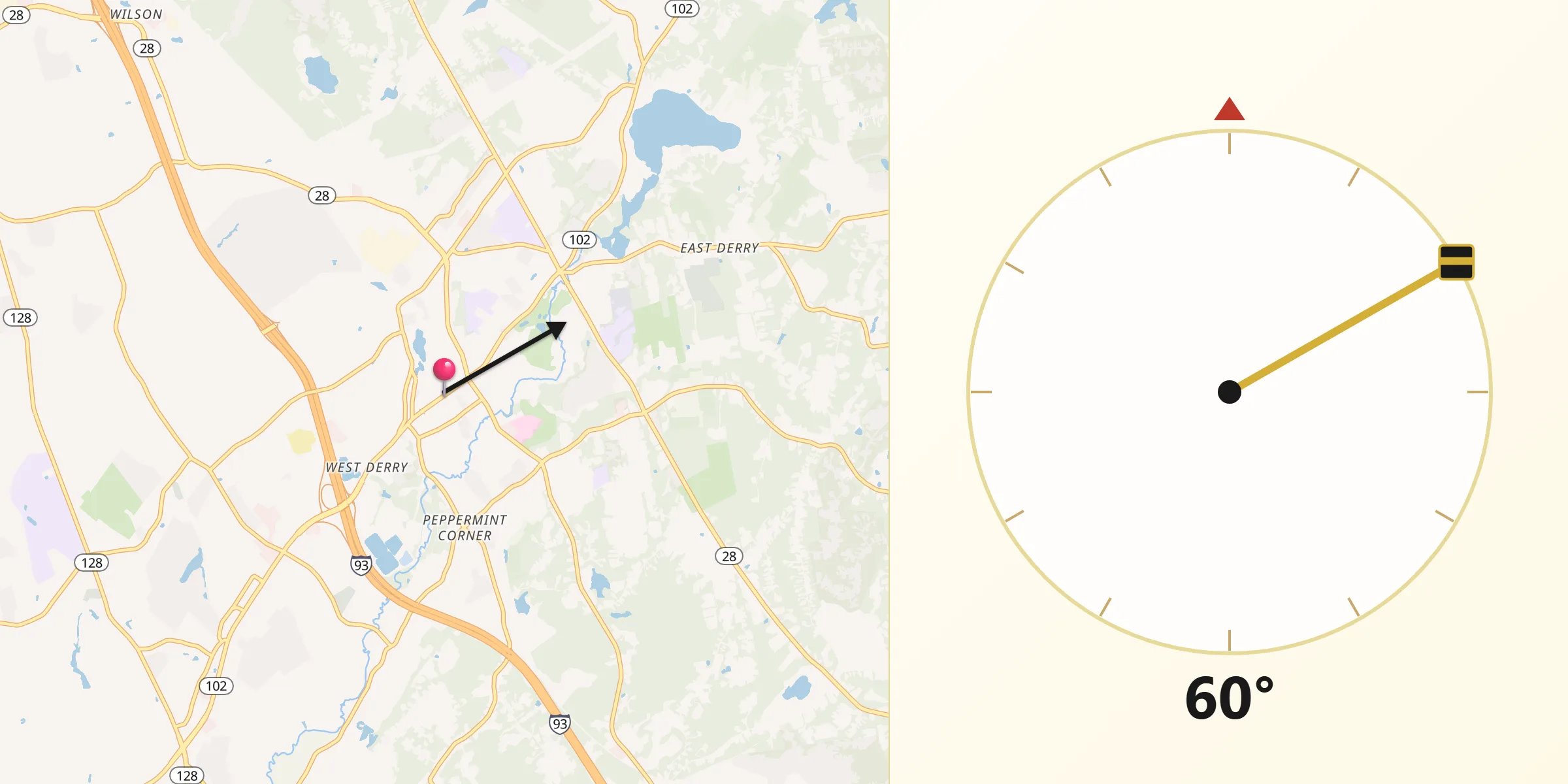 Qibla Direction from Derry
