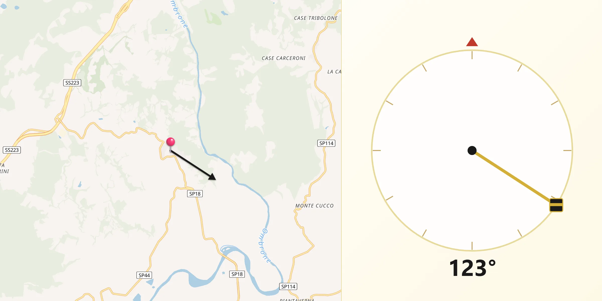 Direzione della Qibla da Campagnatico
