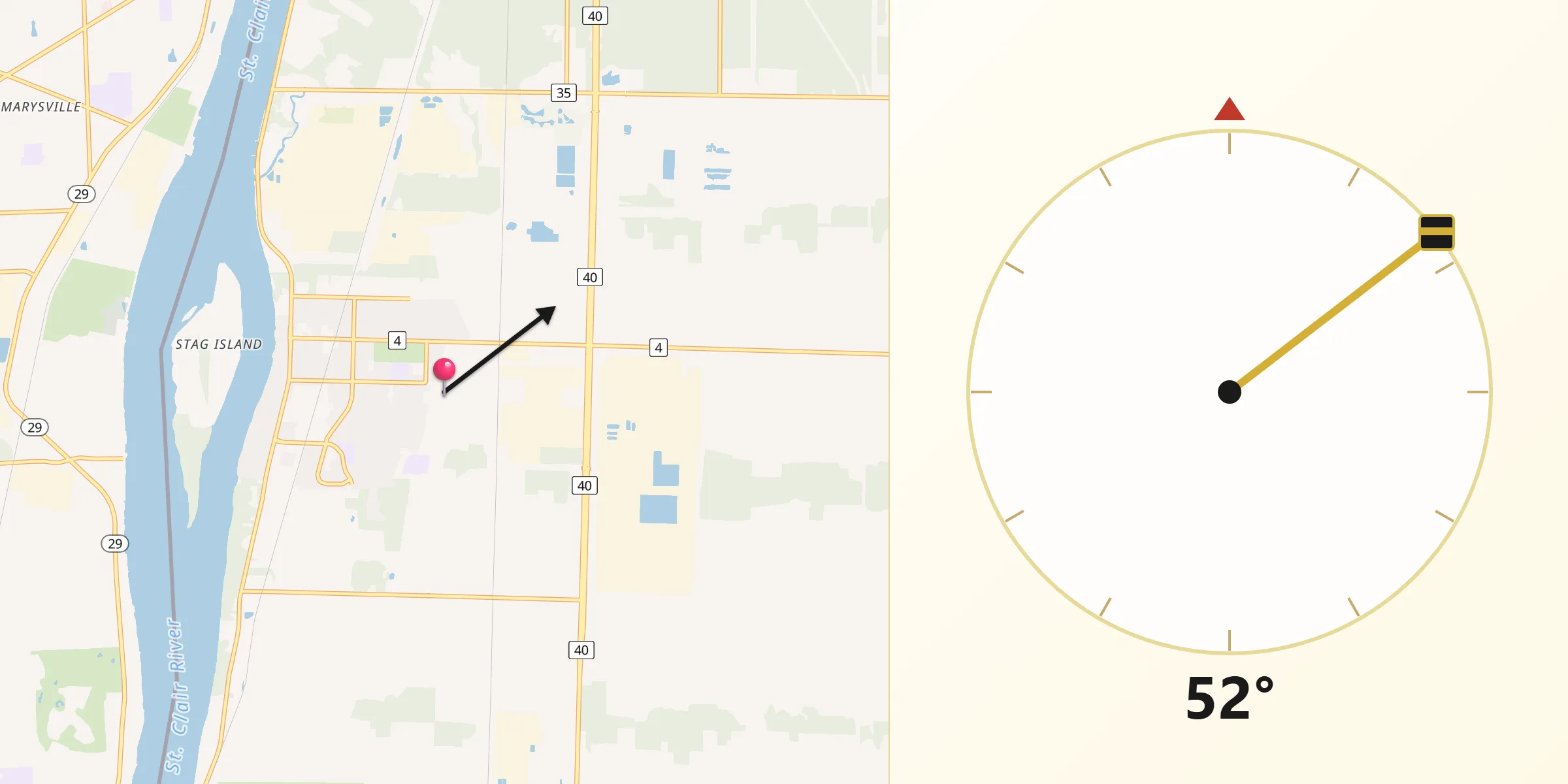 Qibla Direction from Corunna