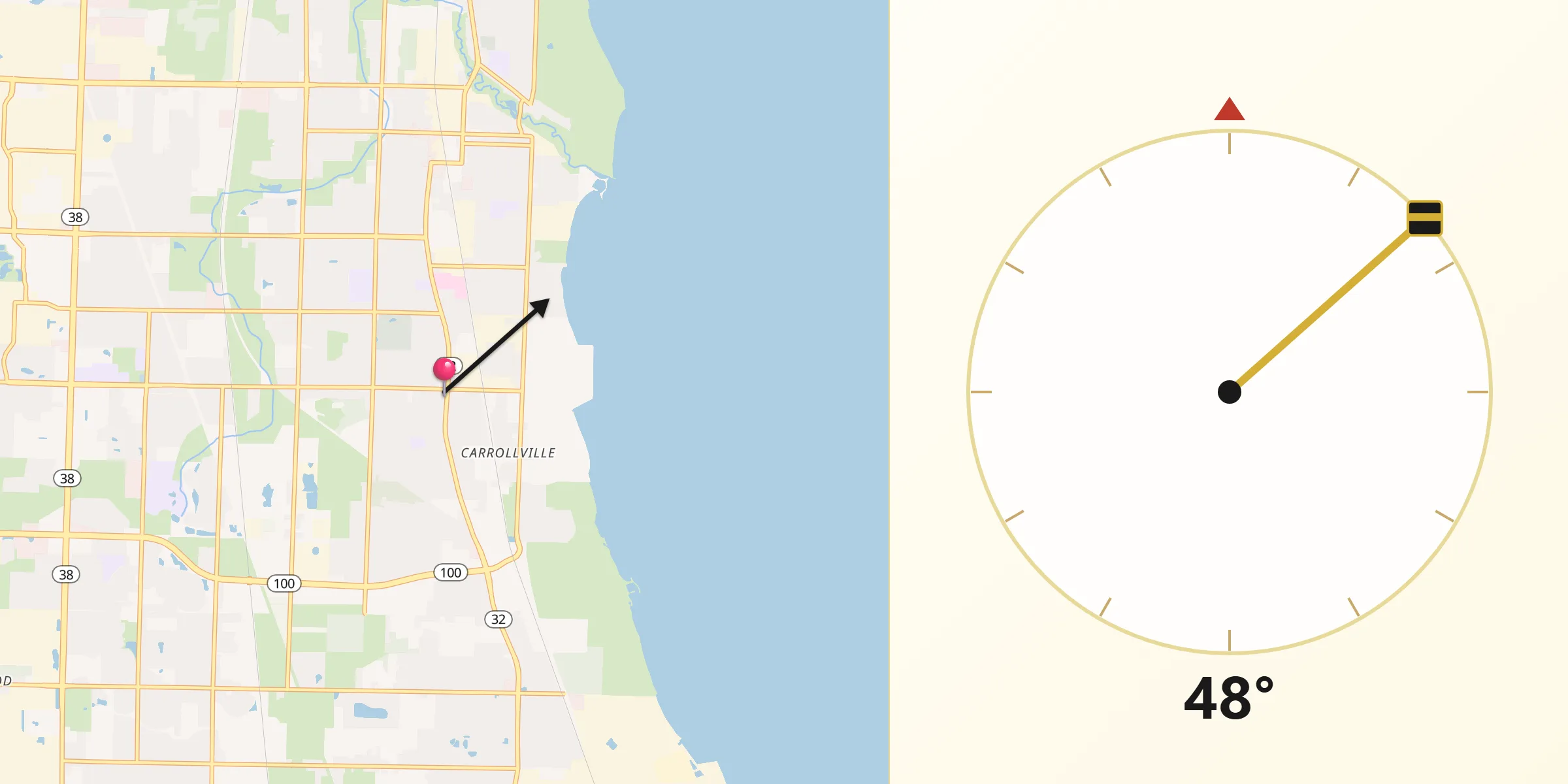 Qibla Direction from Oak Creek