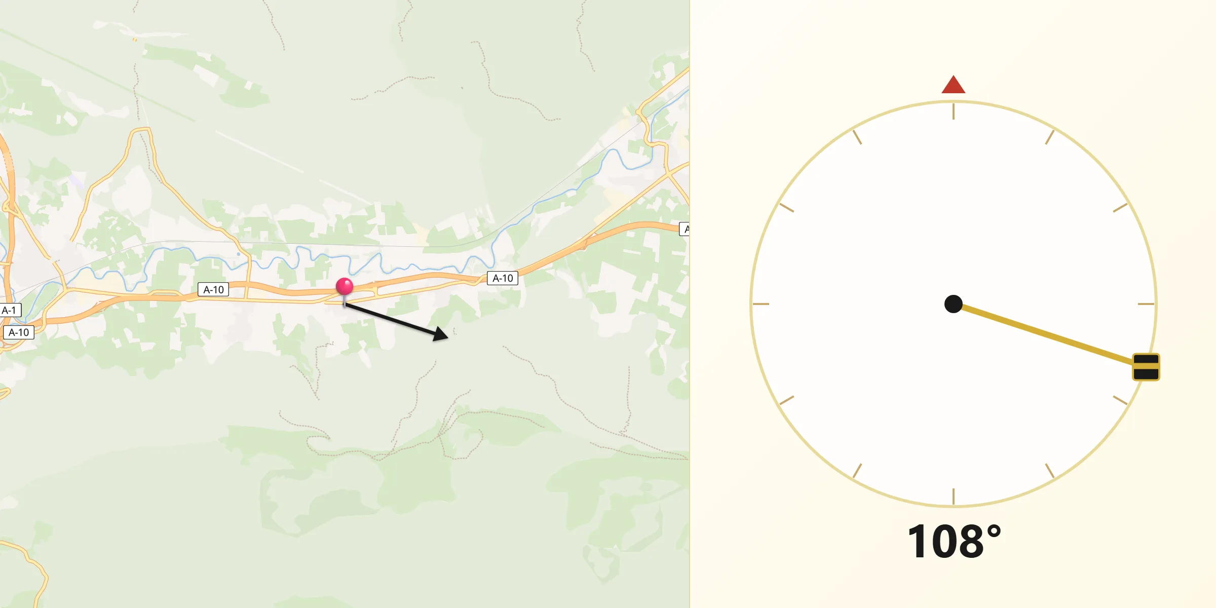 Dirección de la Qibla desde Iturmendi