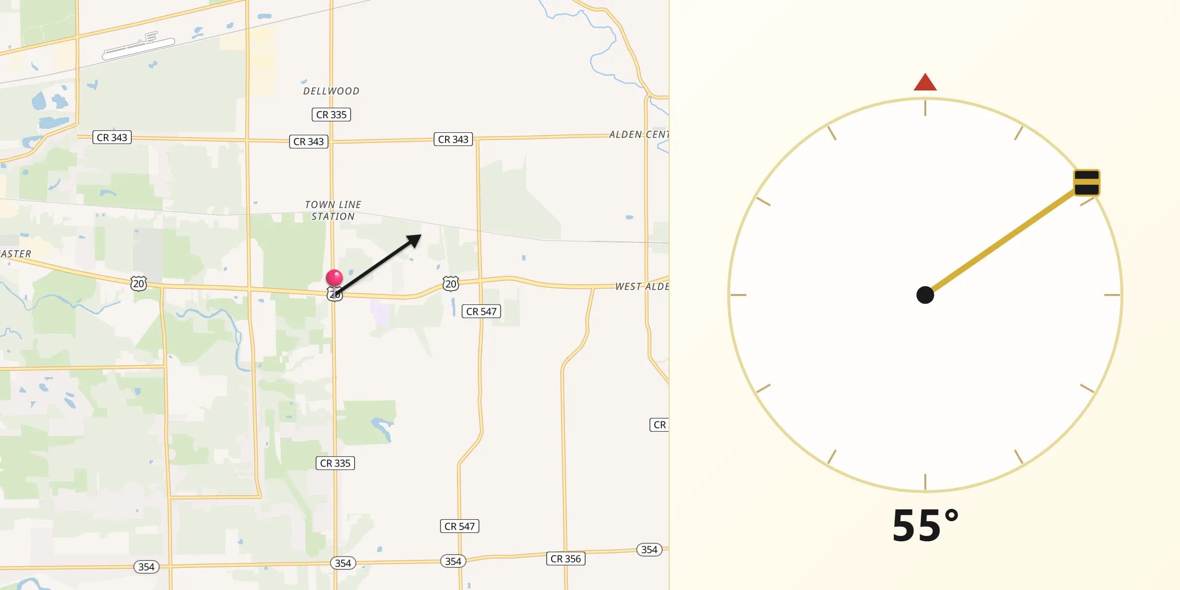 Qibla Direction from Town Line