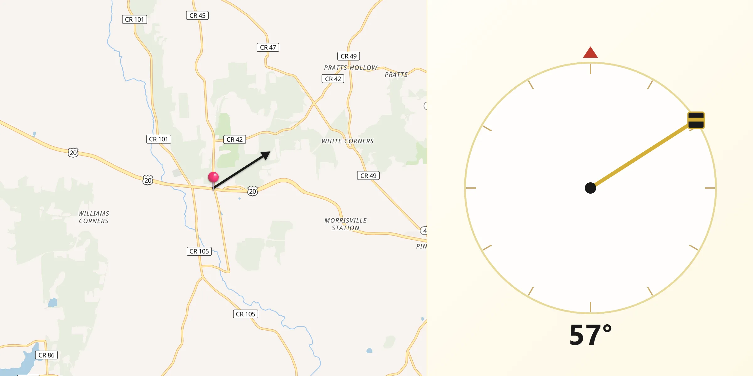 Qibla Direction from Morrisville