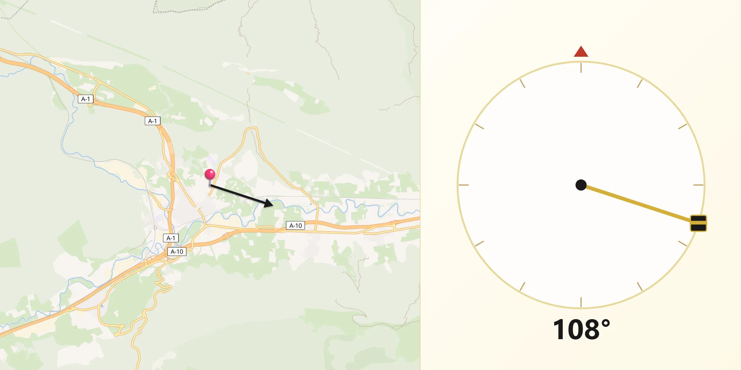 Dirección de la Qibla desde Altsasu