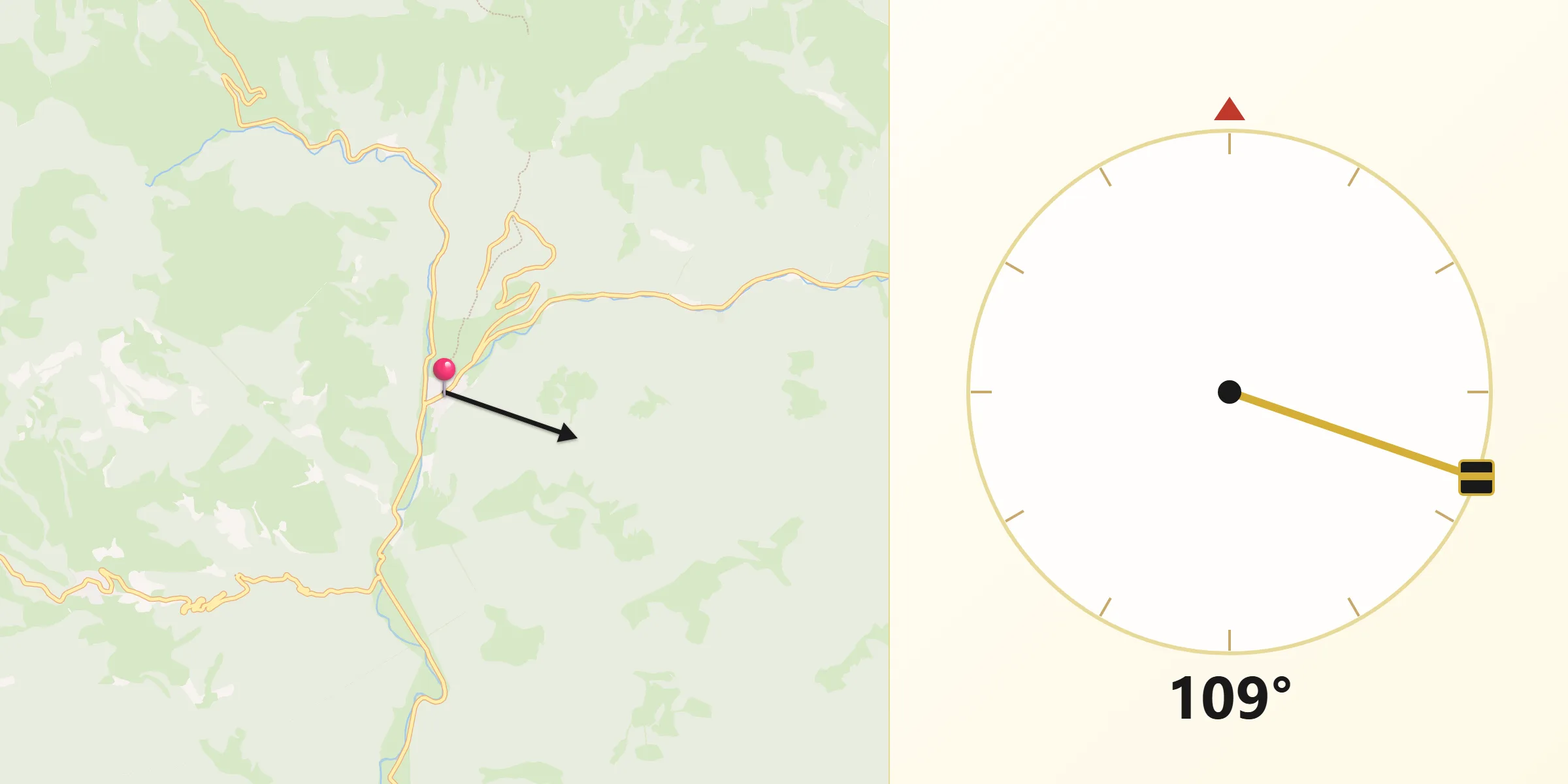 Dirección de la Qibla desde Ochagavía/Otsagabia