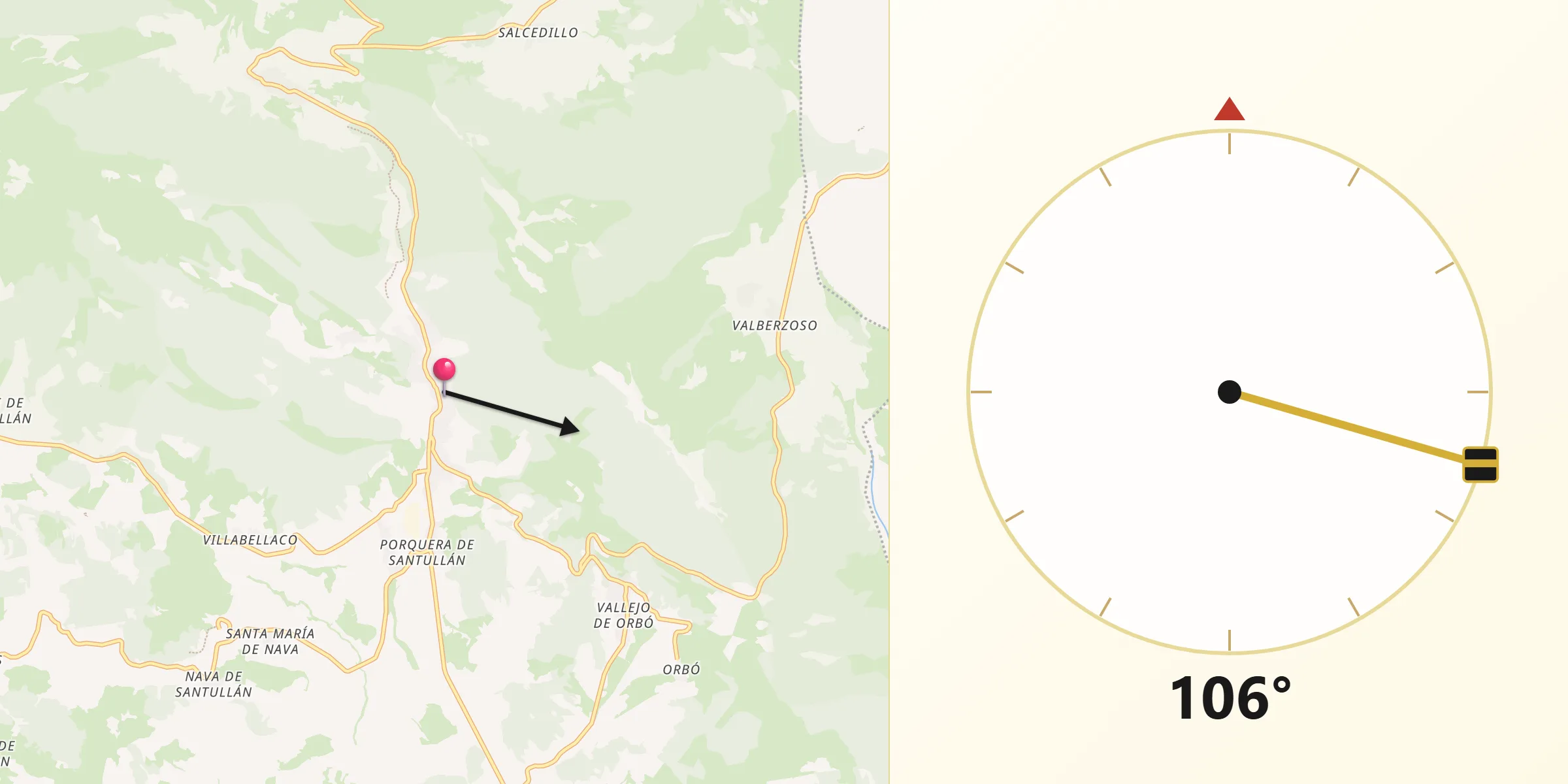 Dirección de la Qibla desde Barruelo de Santullán