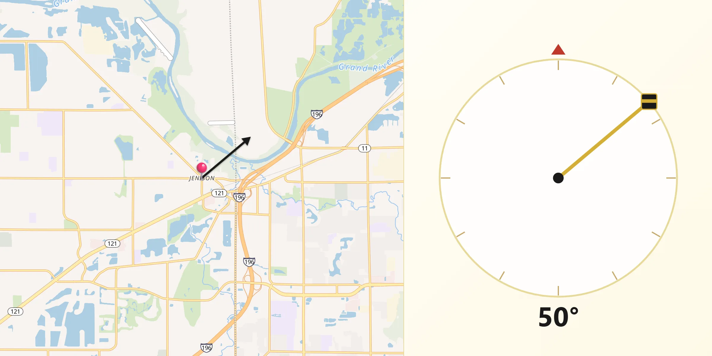 Qibla Direction from Jenison