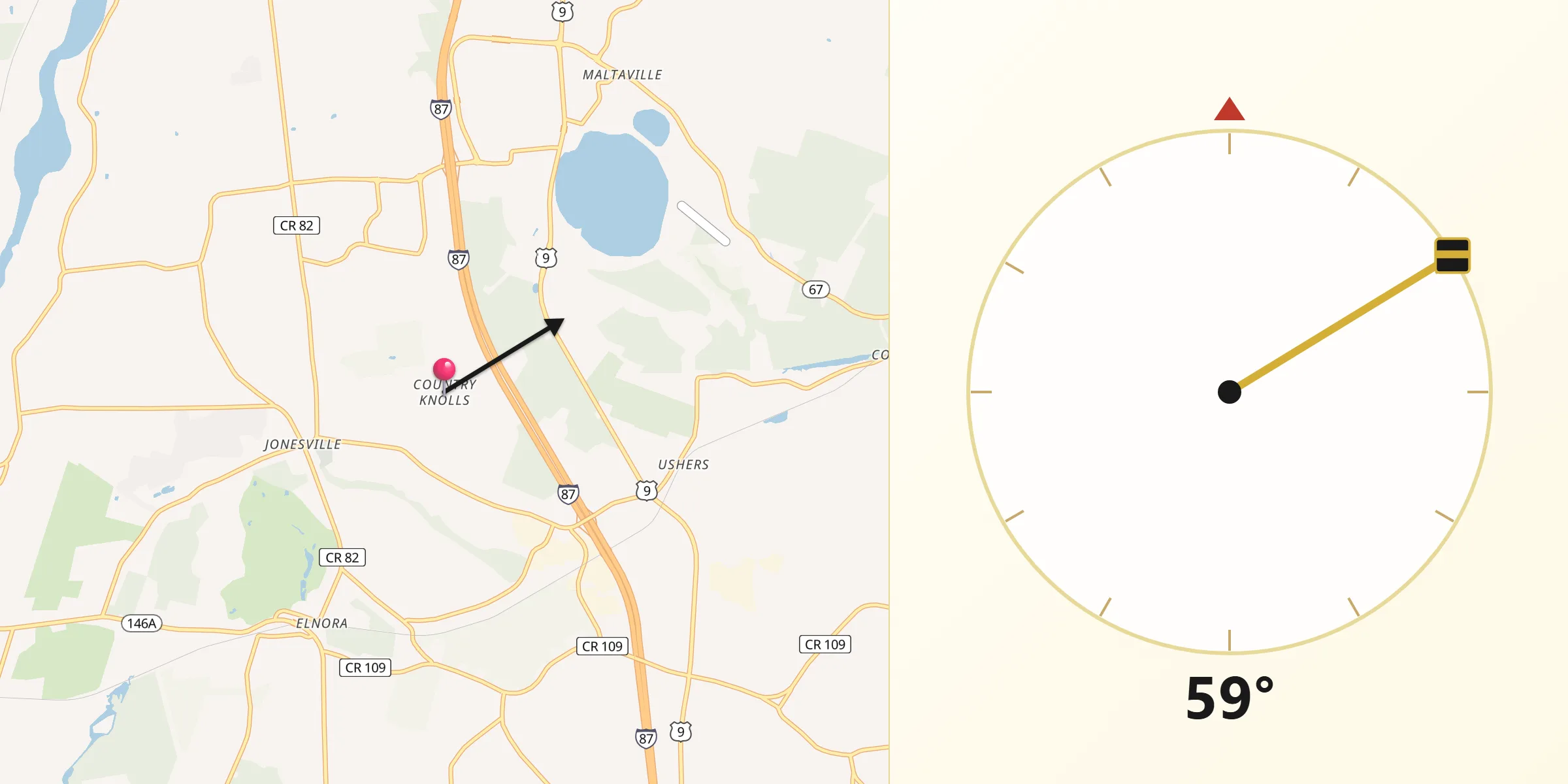 Qibla Direction from Country Knolls