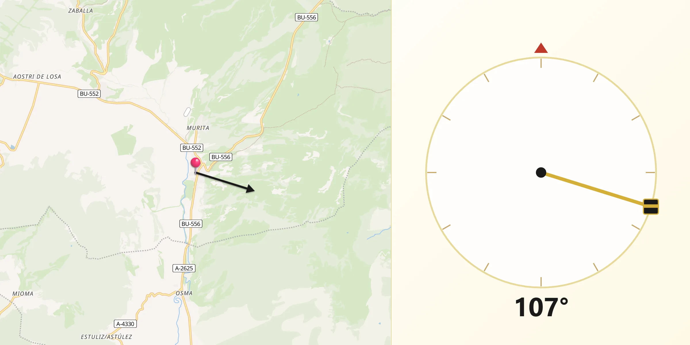 Dirección de la Qibla desde Berberana