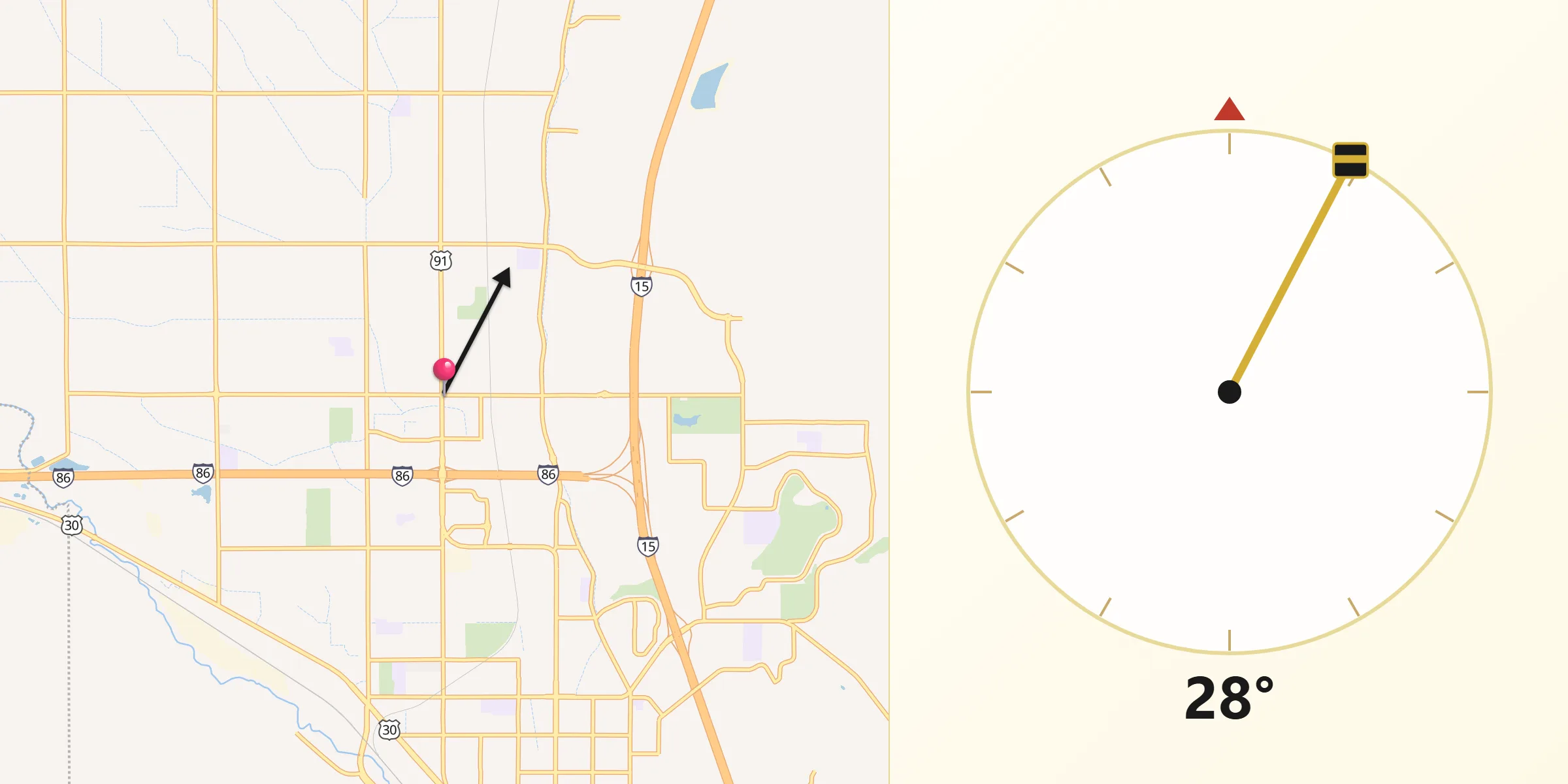Qibla Direction from Chubbuck