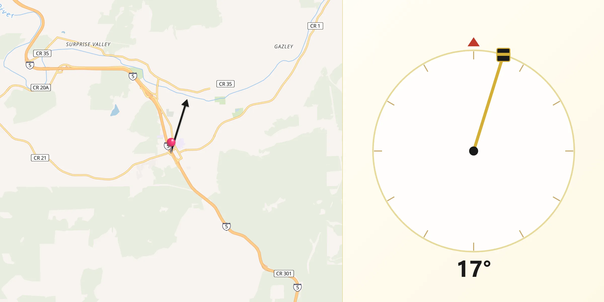 Qibla Direction from Canyonville