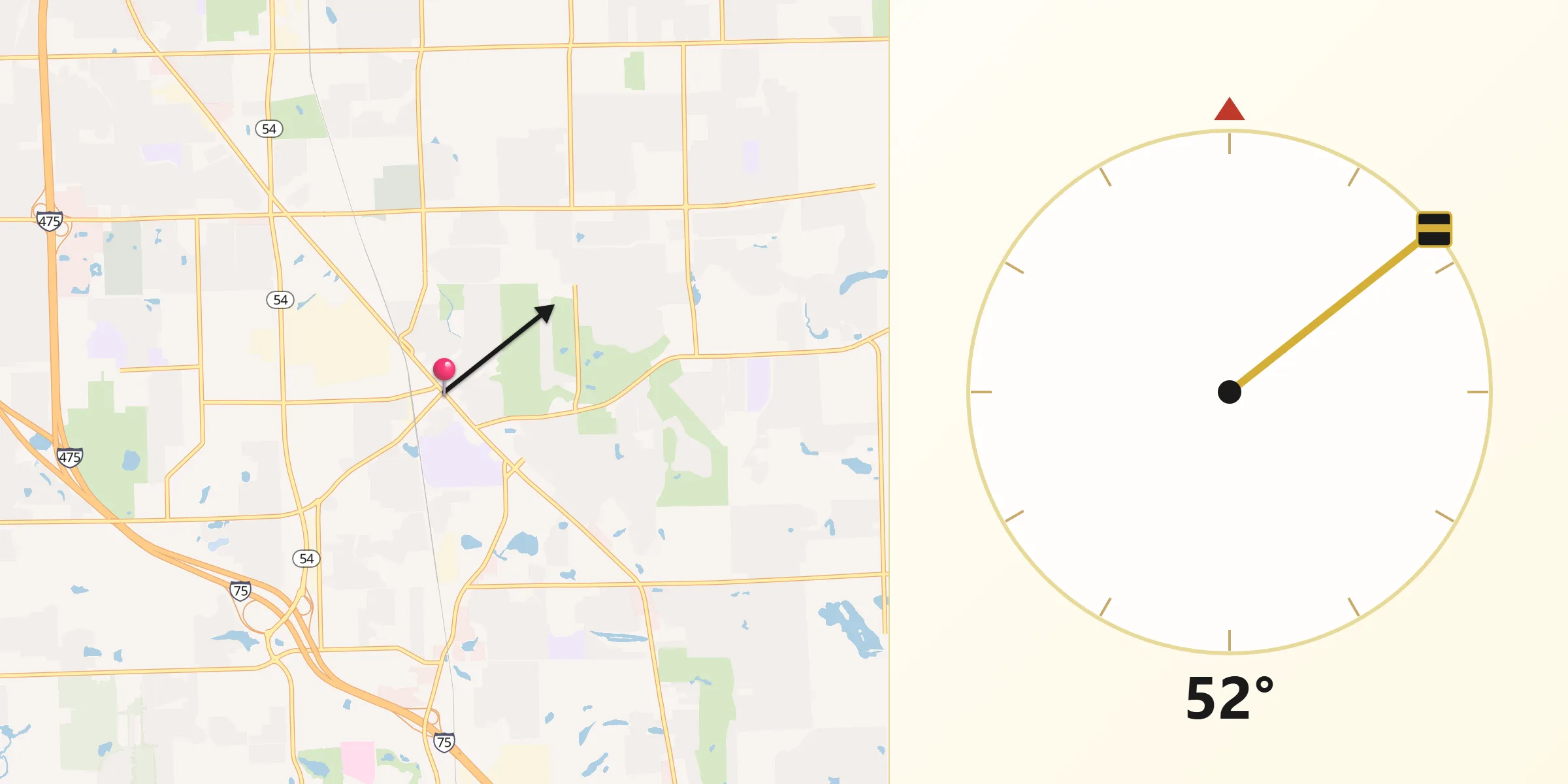 Qibla Direction from Grand Blanc