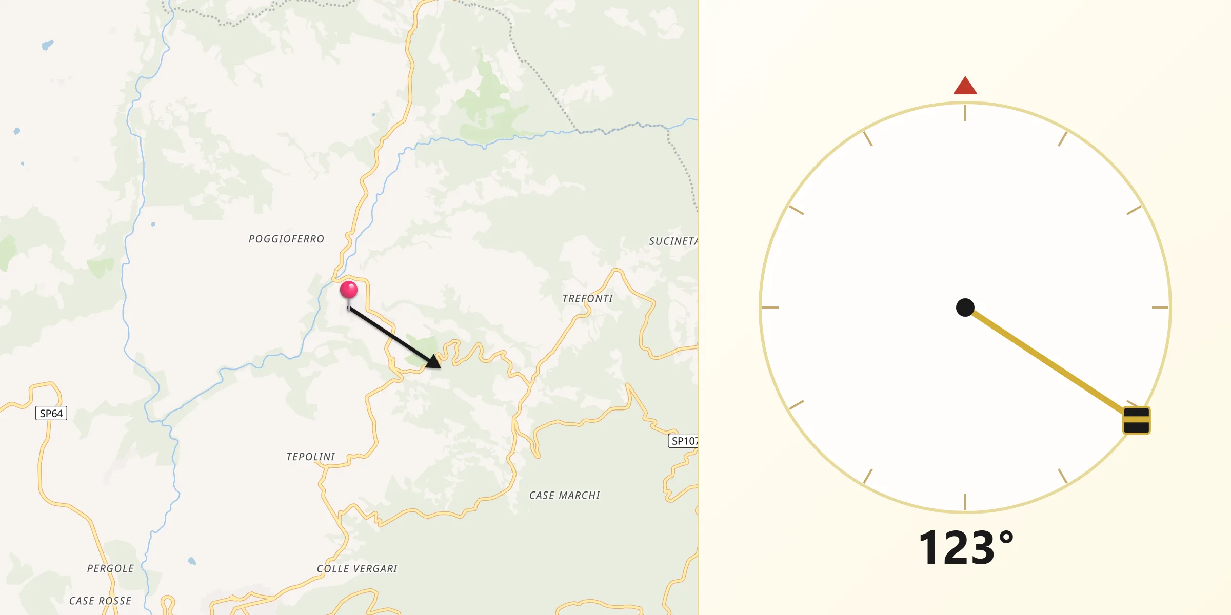 Direzione della Qibla da Seggiano