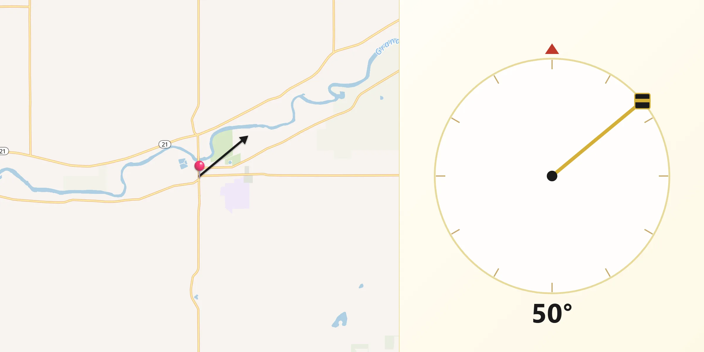 Qibla Direction from Saranac