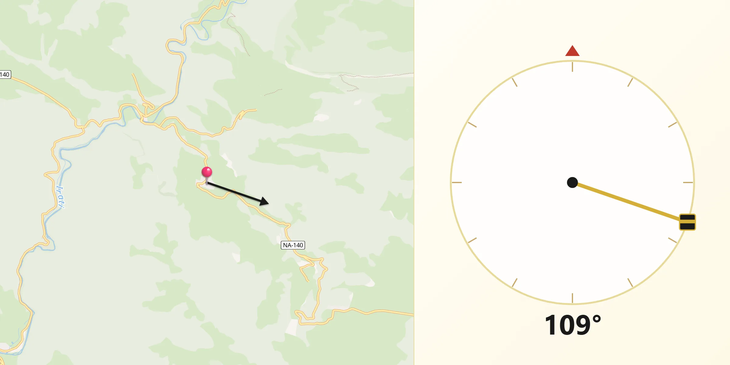 Dirección de la Qibla desde Garaioa