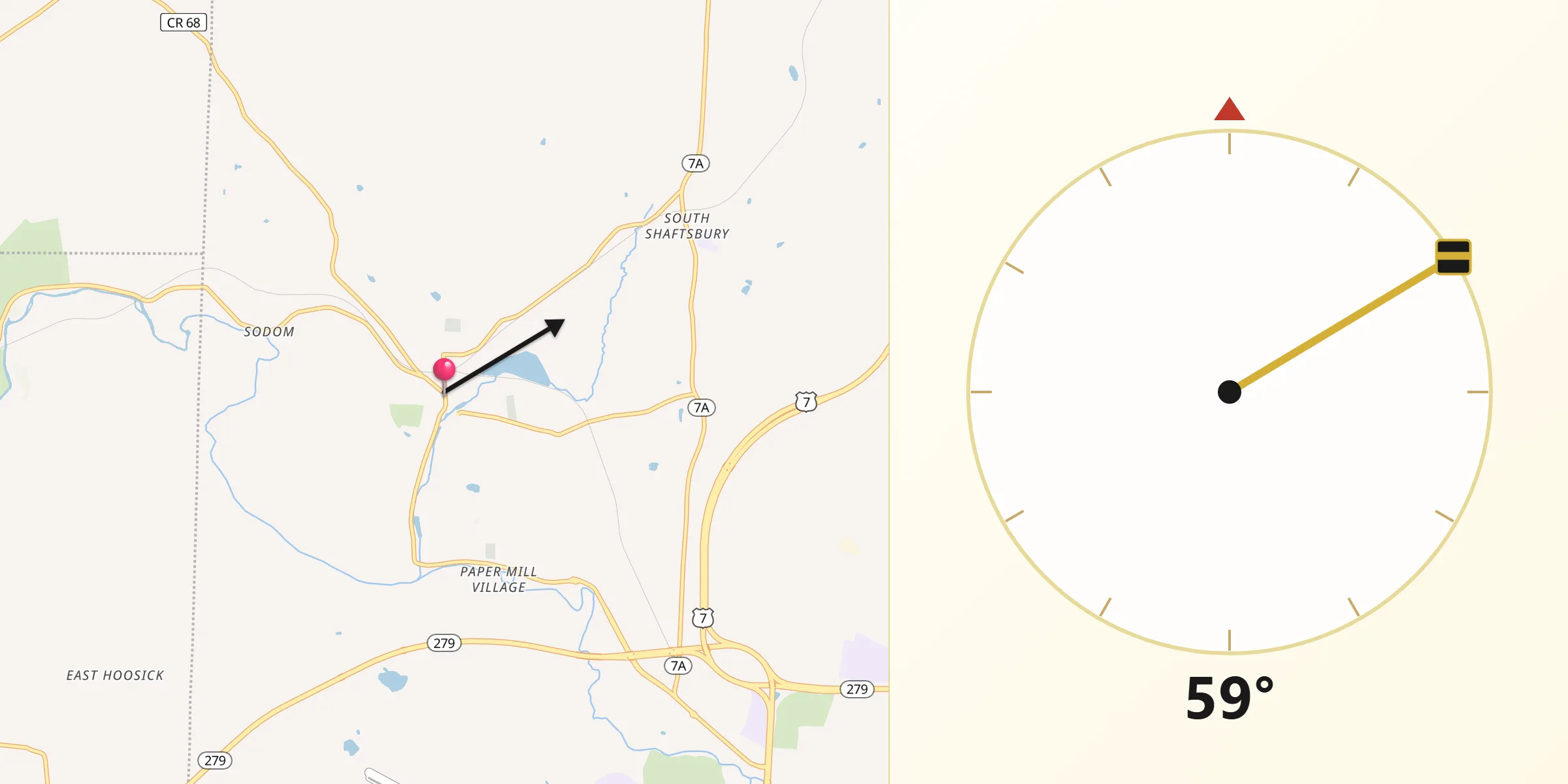 Qibla Direction from North Bennington