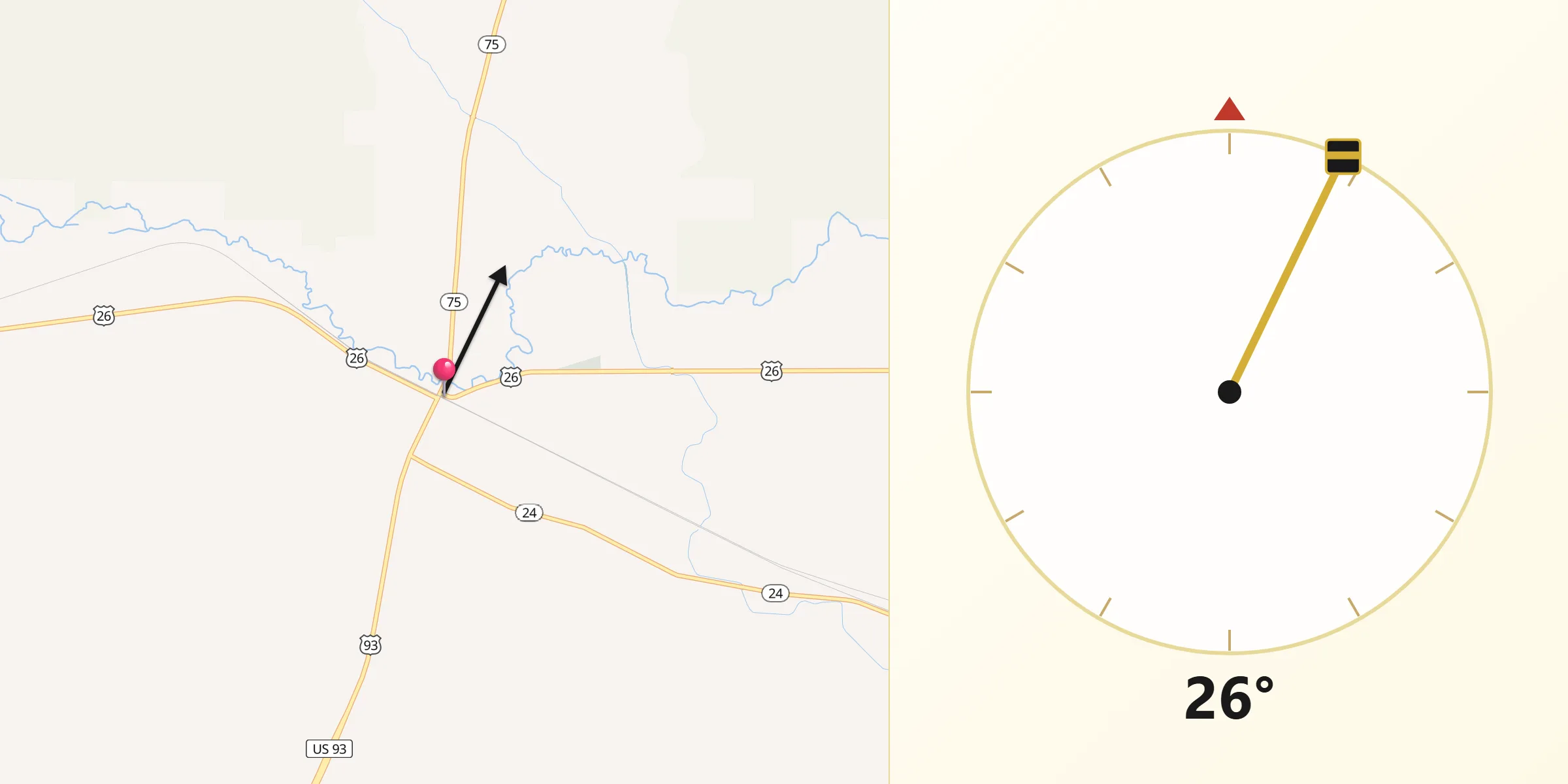 Qibla Direction from Shoshone