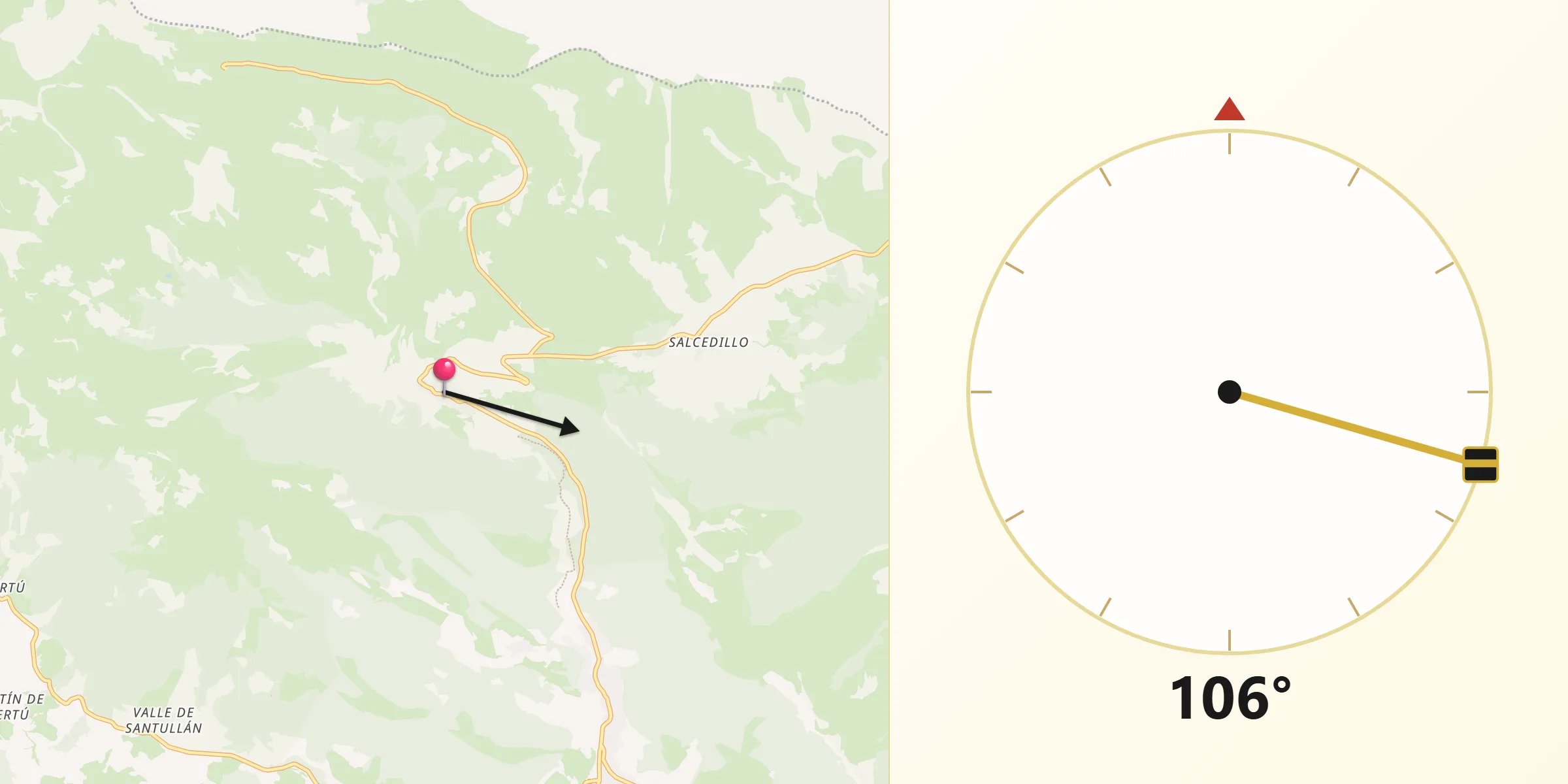 Dirección de la Qibla desde Brañosera
