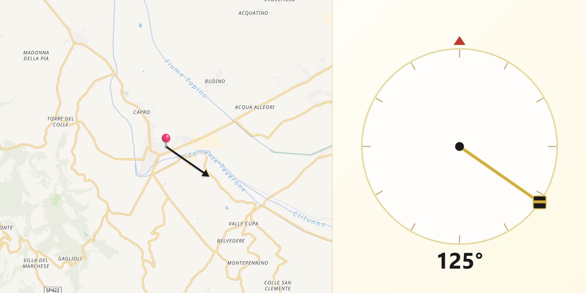 Direzione della Qibla da Bevagna