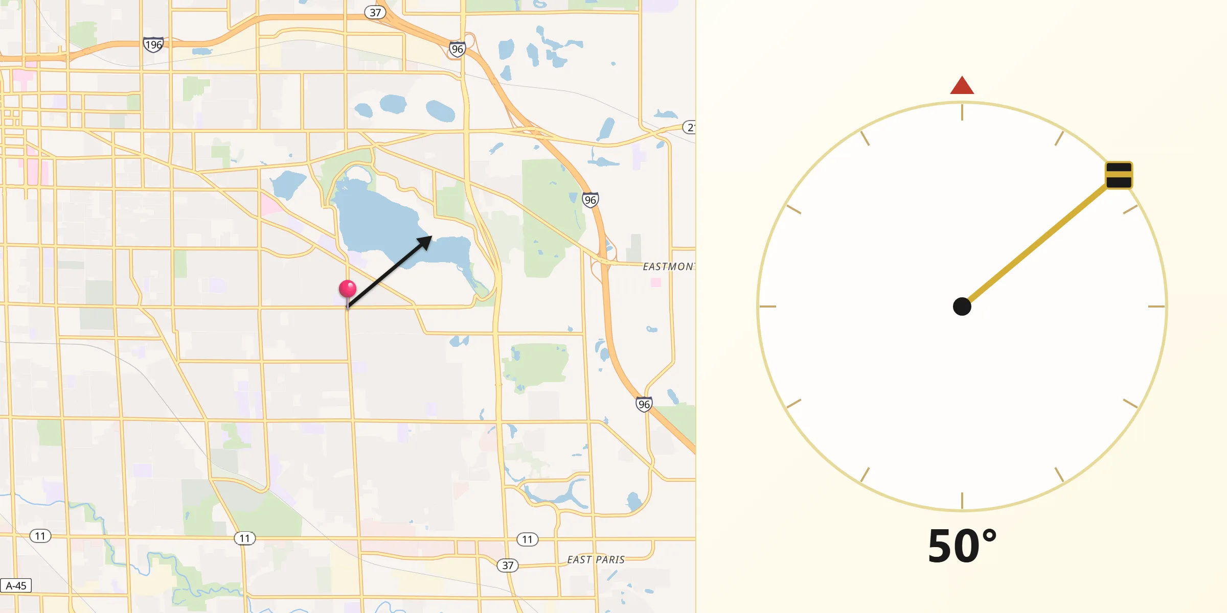 Qibla Direction from East Grand Rapids