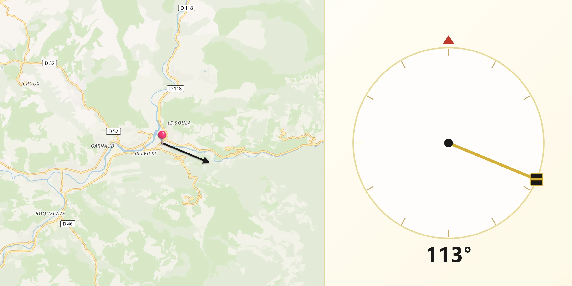 Direction vers la Qibla depuis Couiza