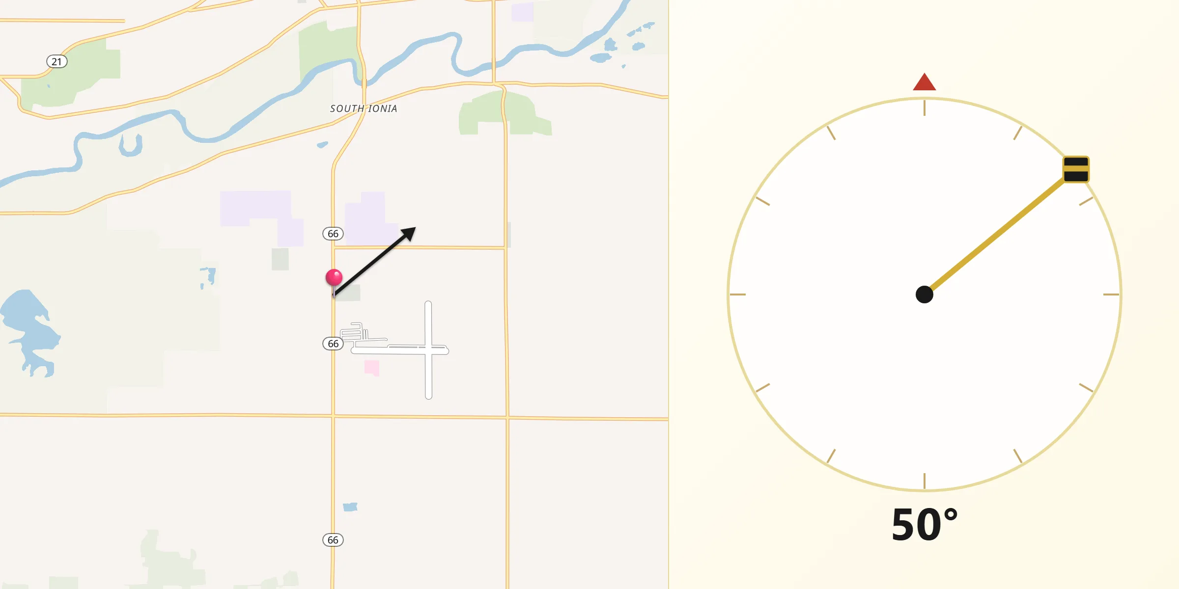 Qibla Direction from Ionia County