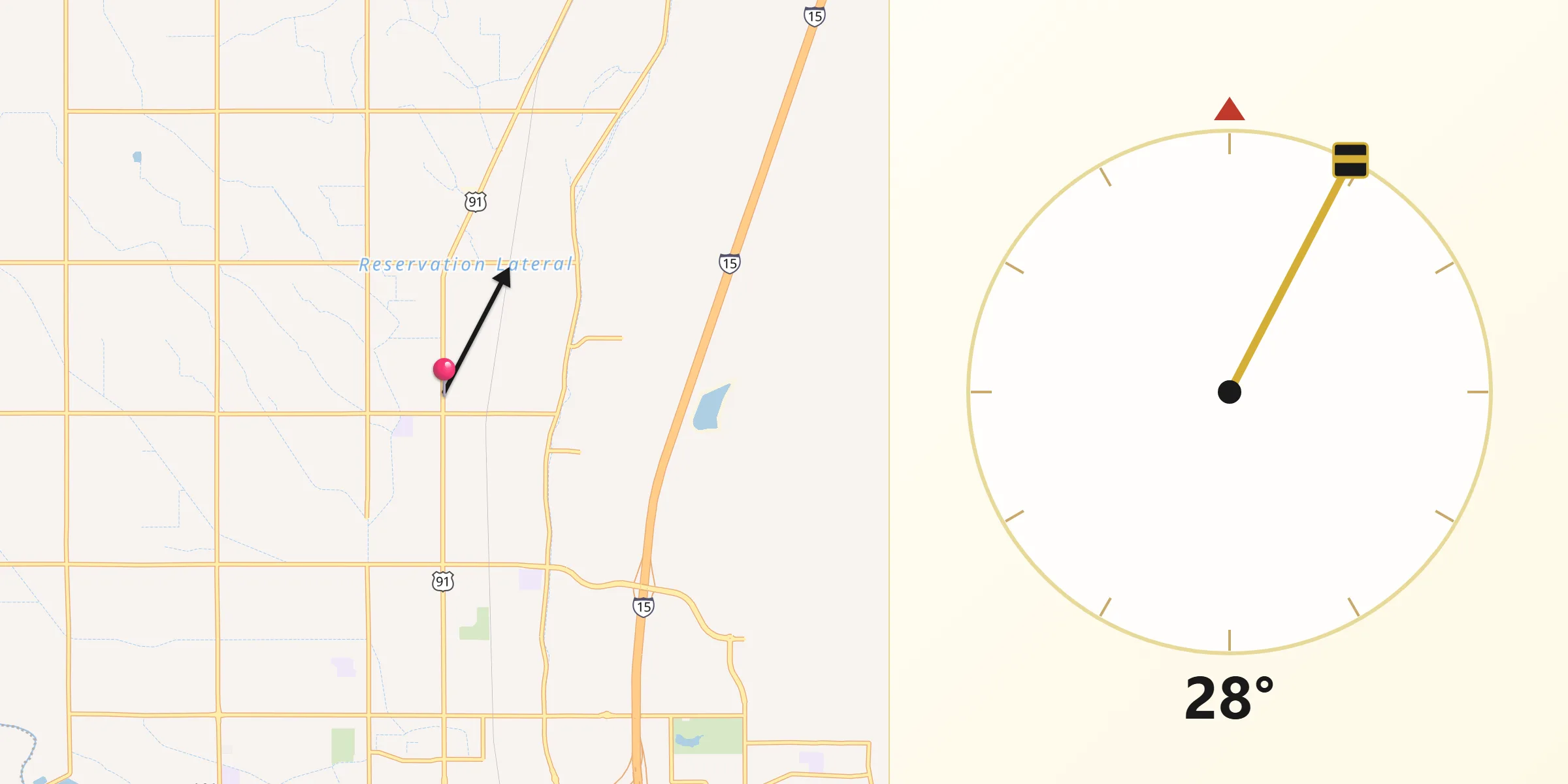 Qibla Direction from Tyhee