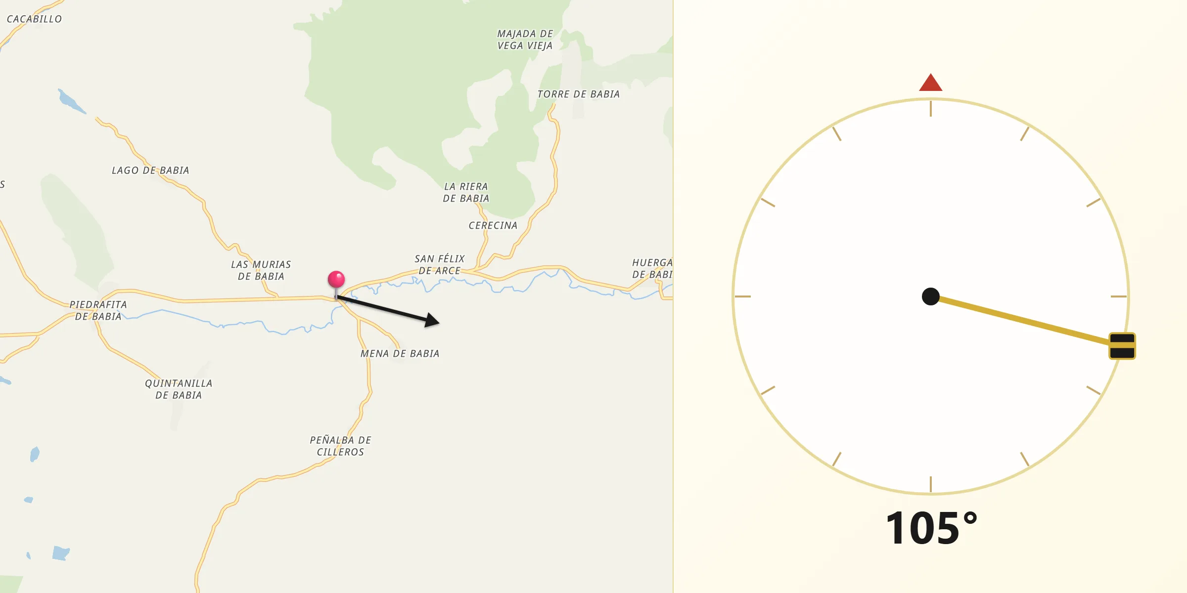 Dirección de la Qibla desde Cabrillanes