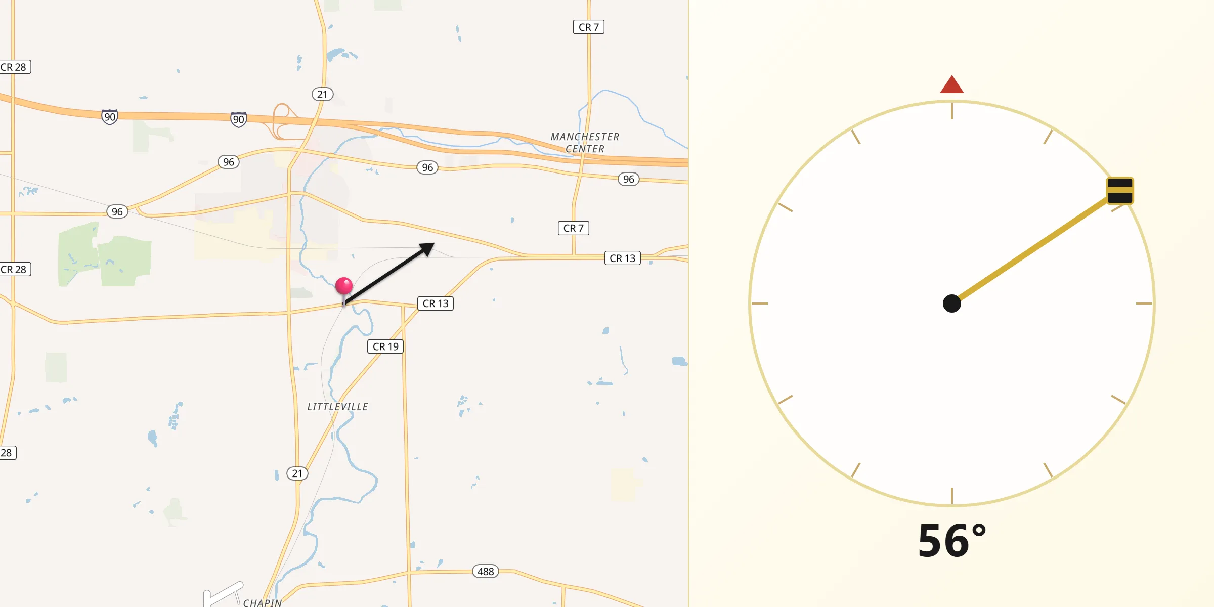 Qibla Direction from Shortsville