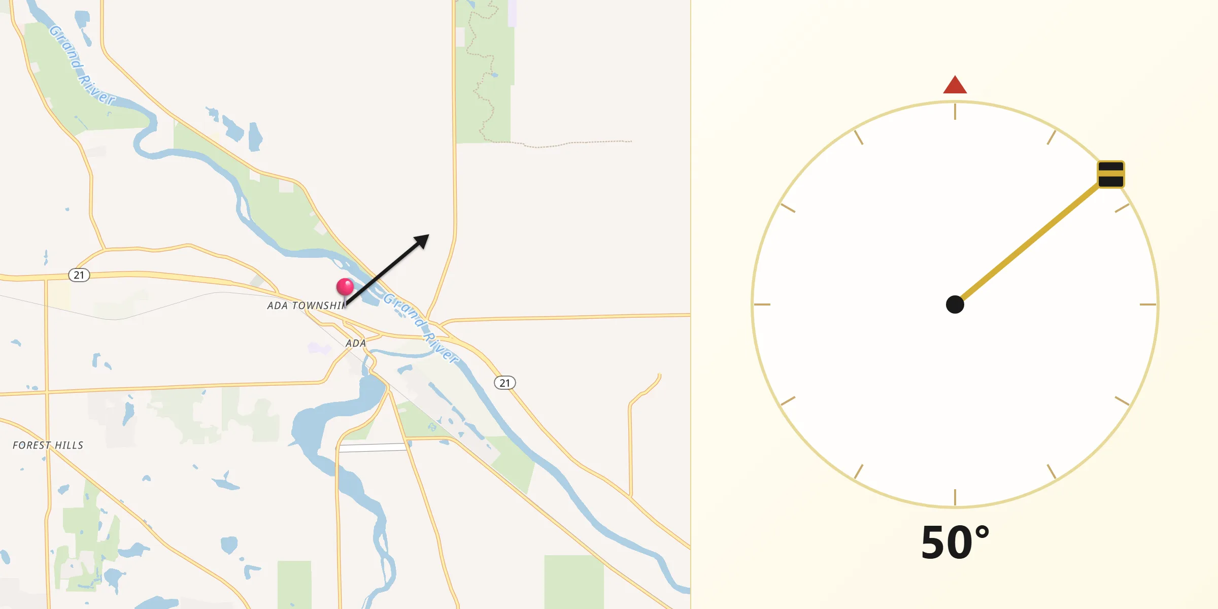 Qibla Direction from Forest Hills