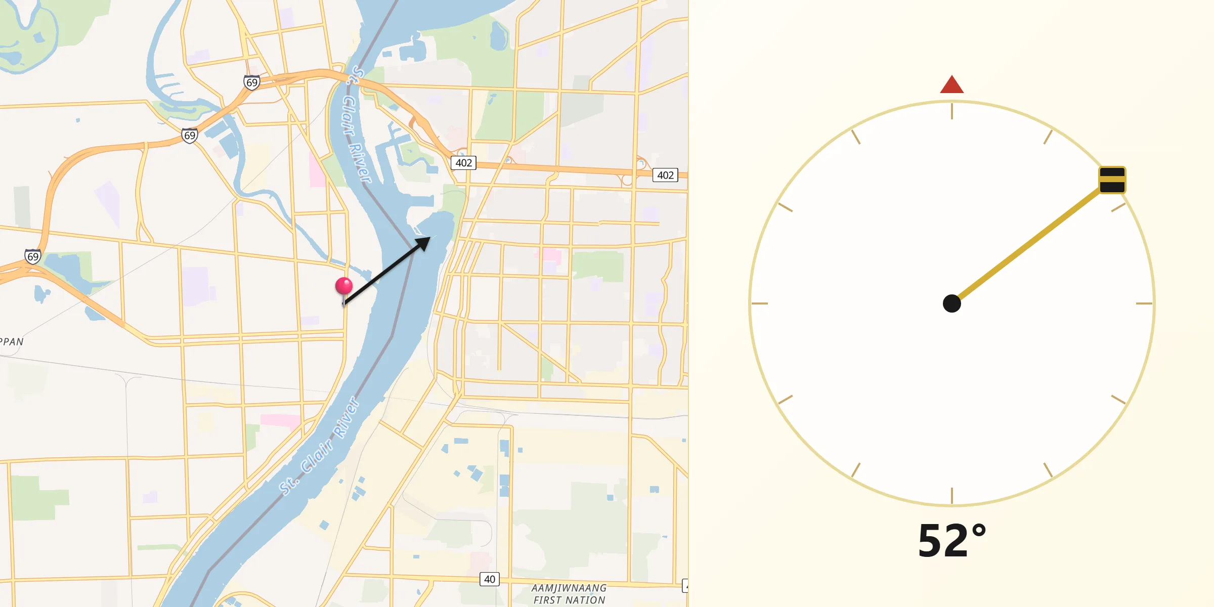 Qibla Direction from Port Huron