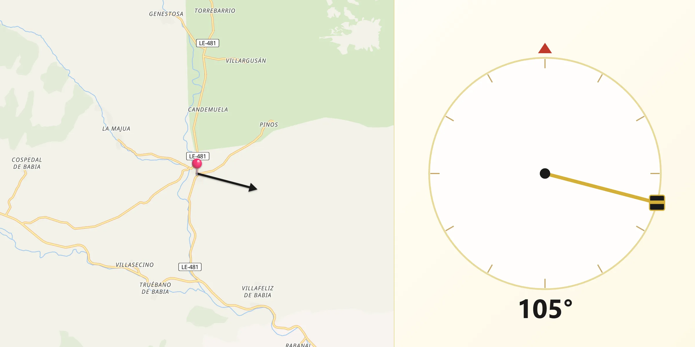 Dirección de la Qibla desde San Emiliano