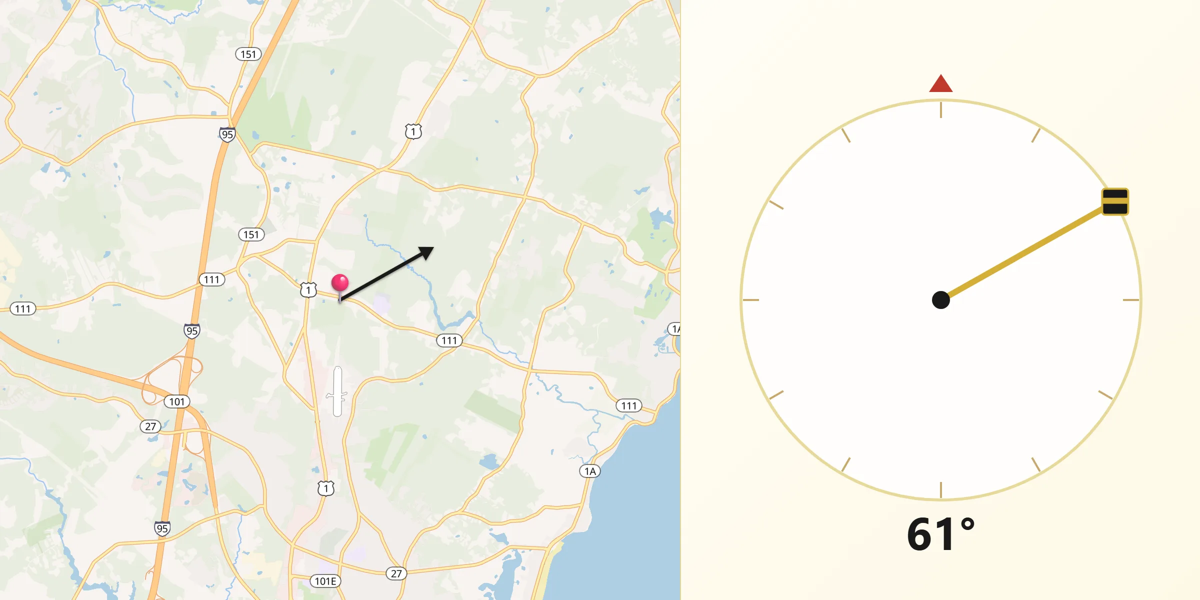Qibla Direction from North Hampton