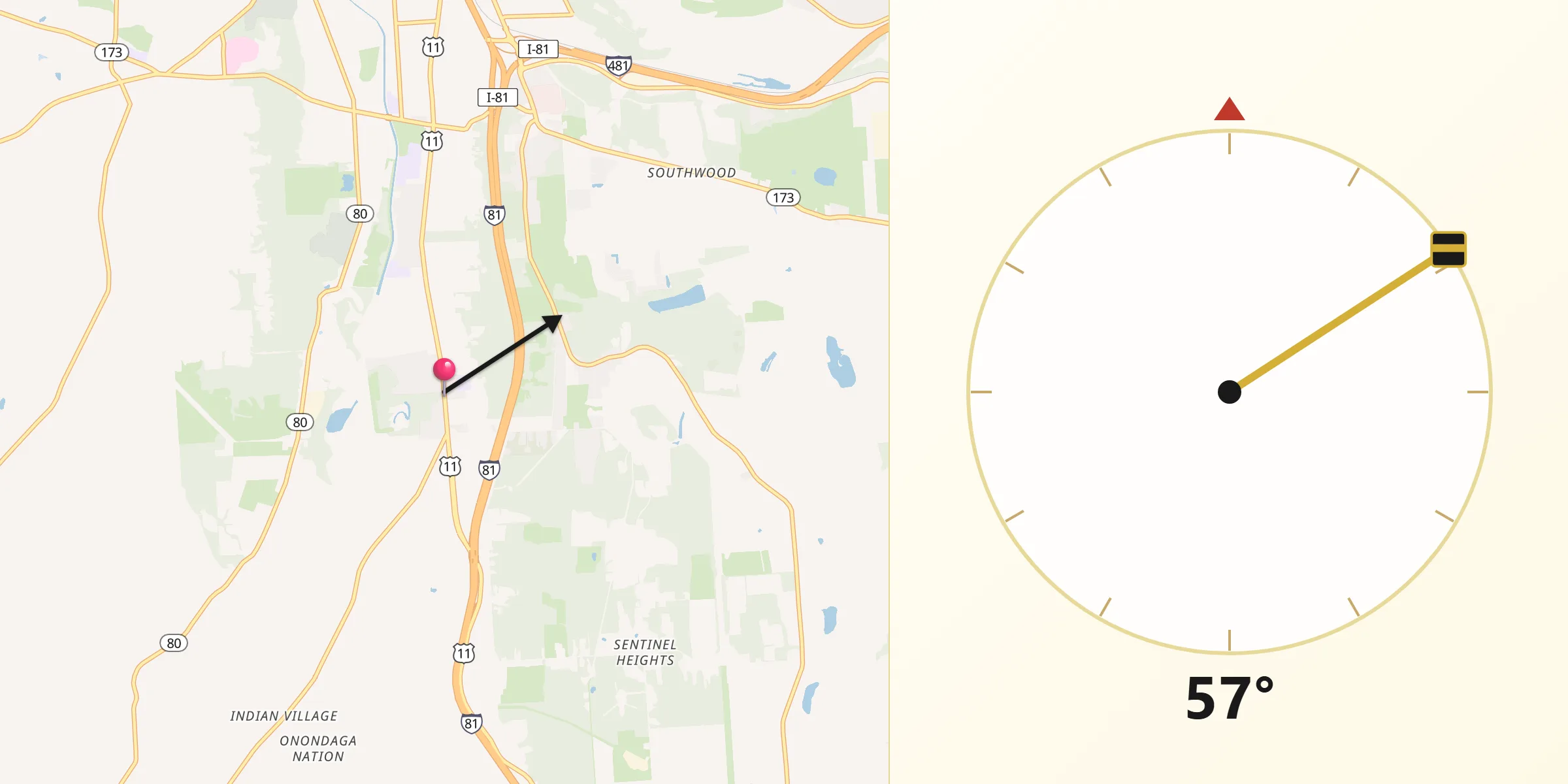 Qibla Direction from Nedrow