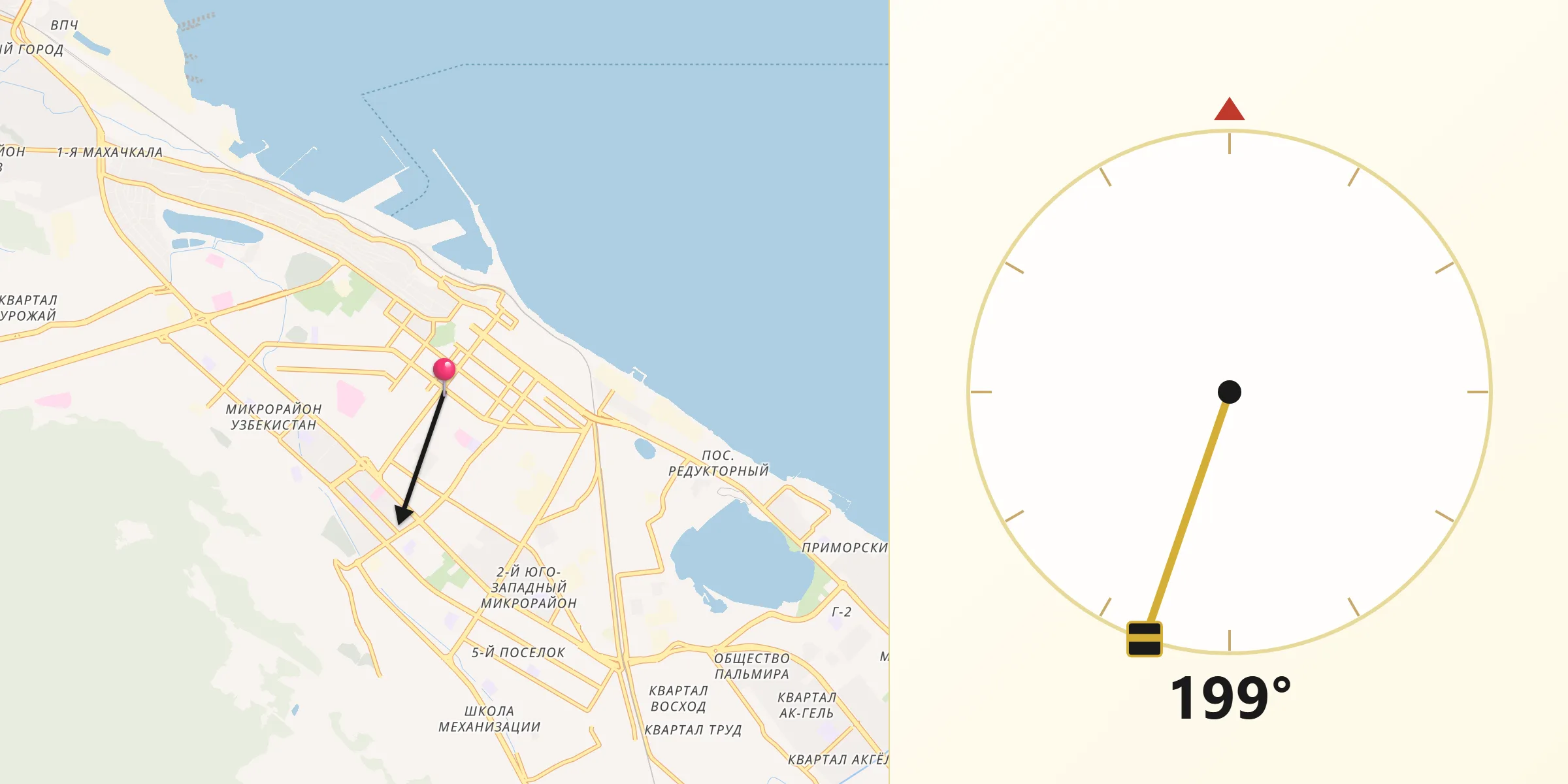 Direction vers la Qibla depuis Makhatchkala