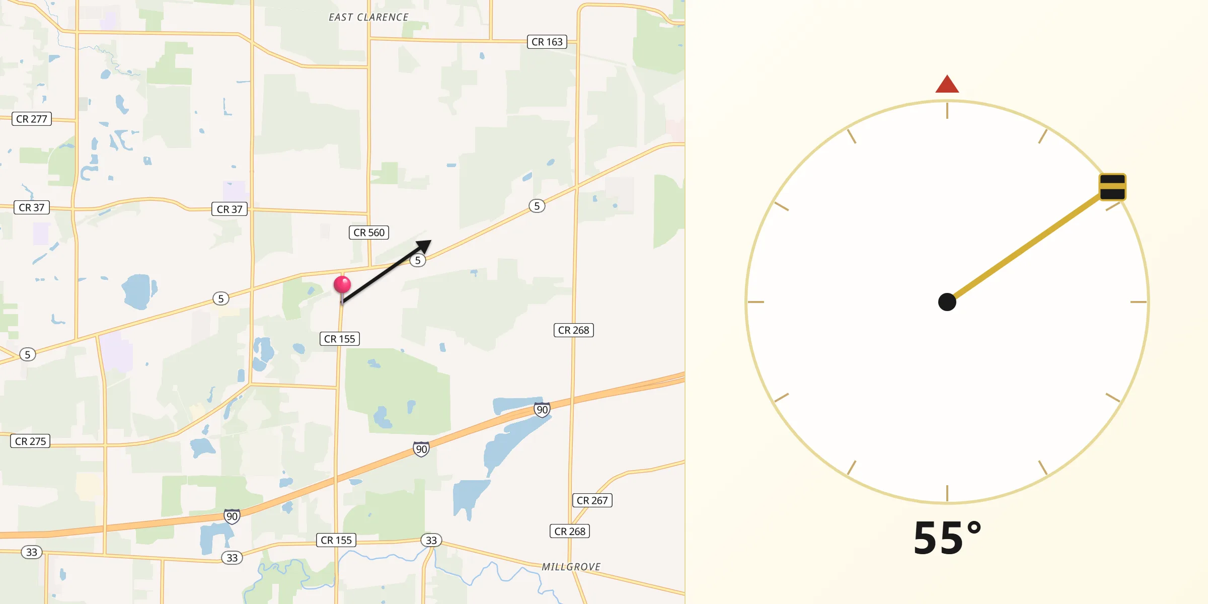 Qibla Direction from Clarence