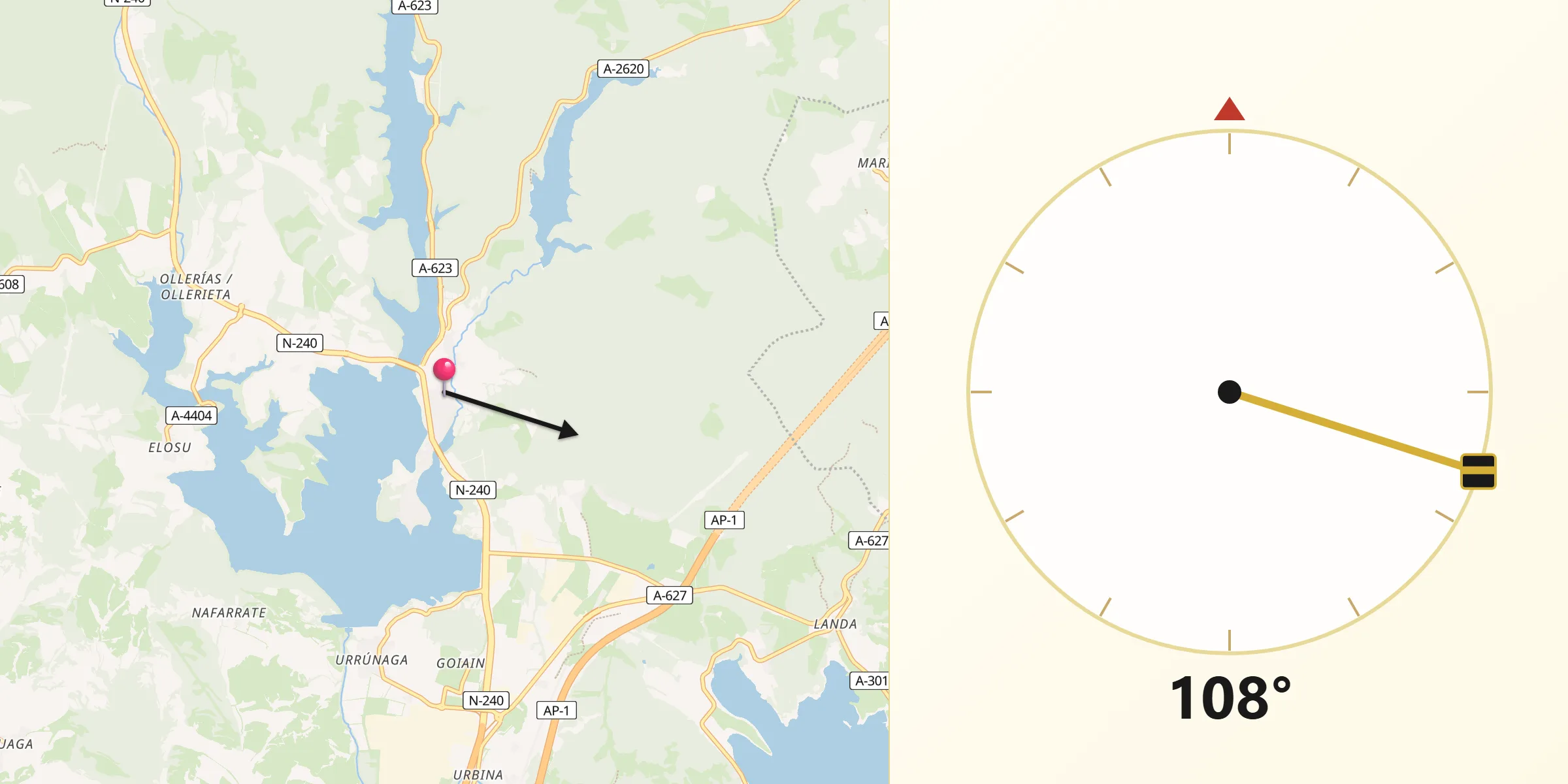 Dirección de la Qibla desde Legutio
