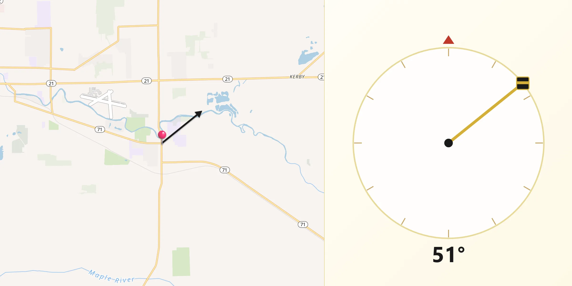 Qibla Direction from Corunna